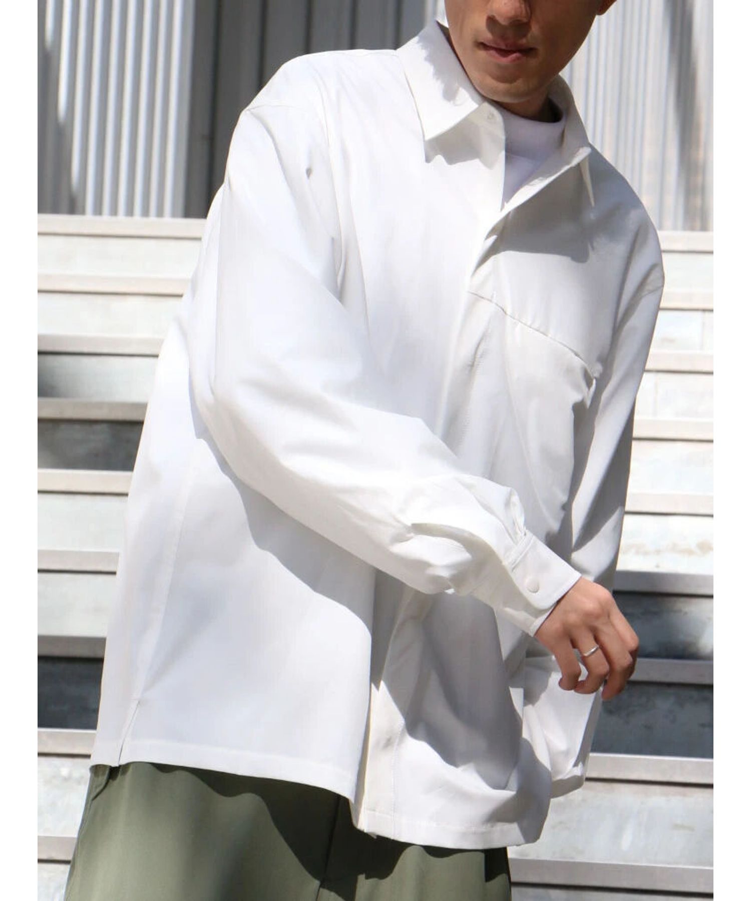 クラフトスタンダードブティック CRAFT STANDARD BOUTIQUE 【機能素材】FLY FRONT SHIRTS （グレーベージュ） グレーベージュ