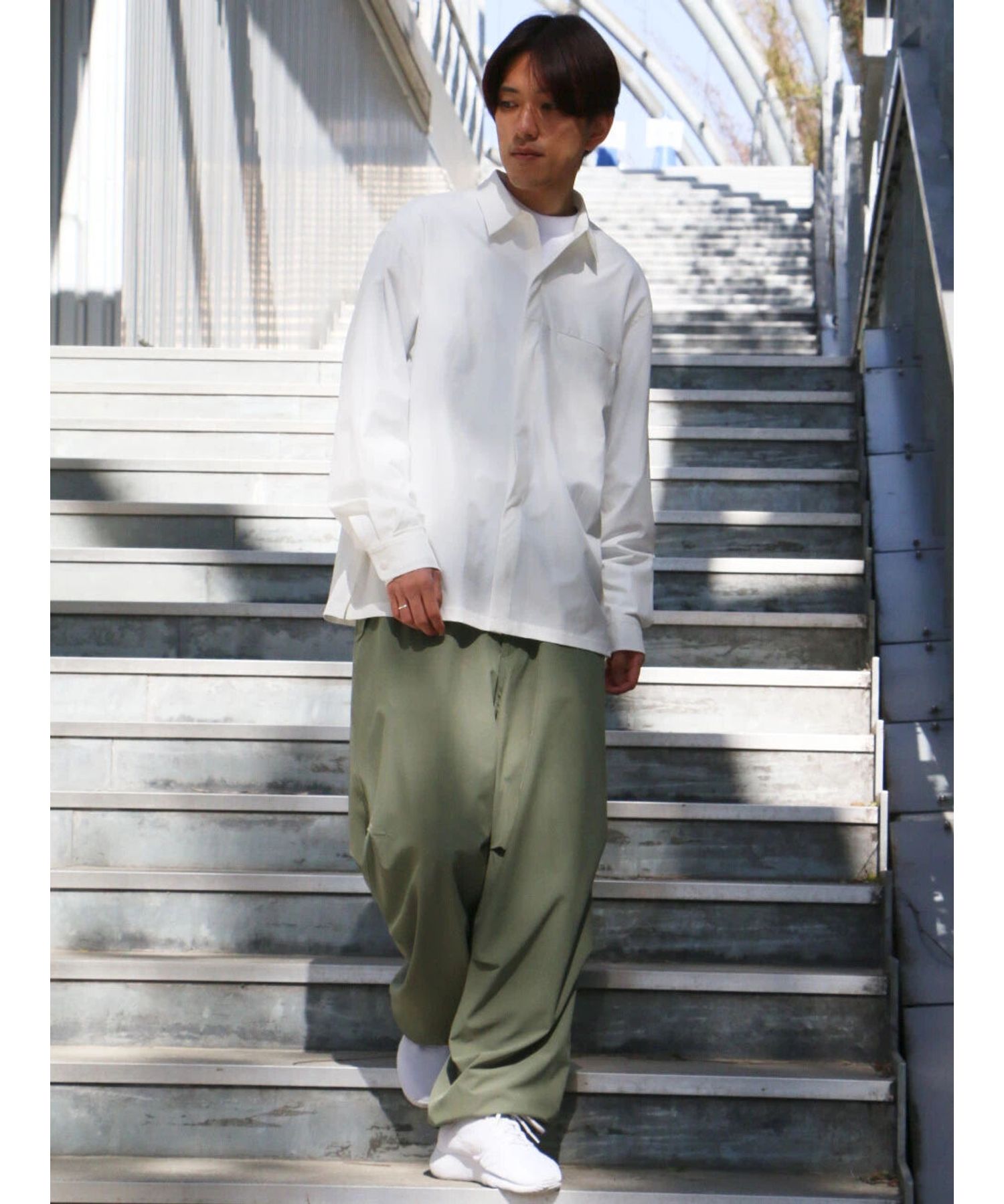 クラフトスタンダードブティック CRAFT STANDARD BOUTIQUE 【機能素材】FLY FRONT SHIRTS （グレーベージュ） グレーベージュ