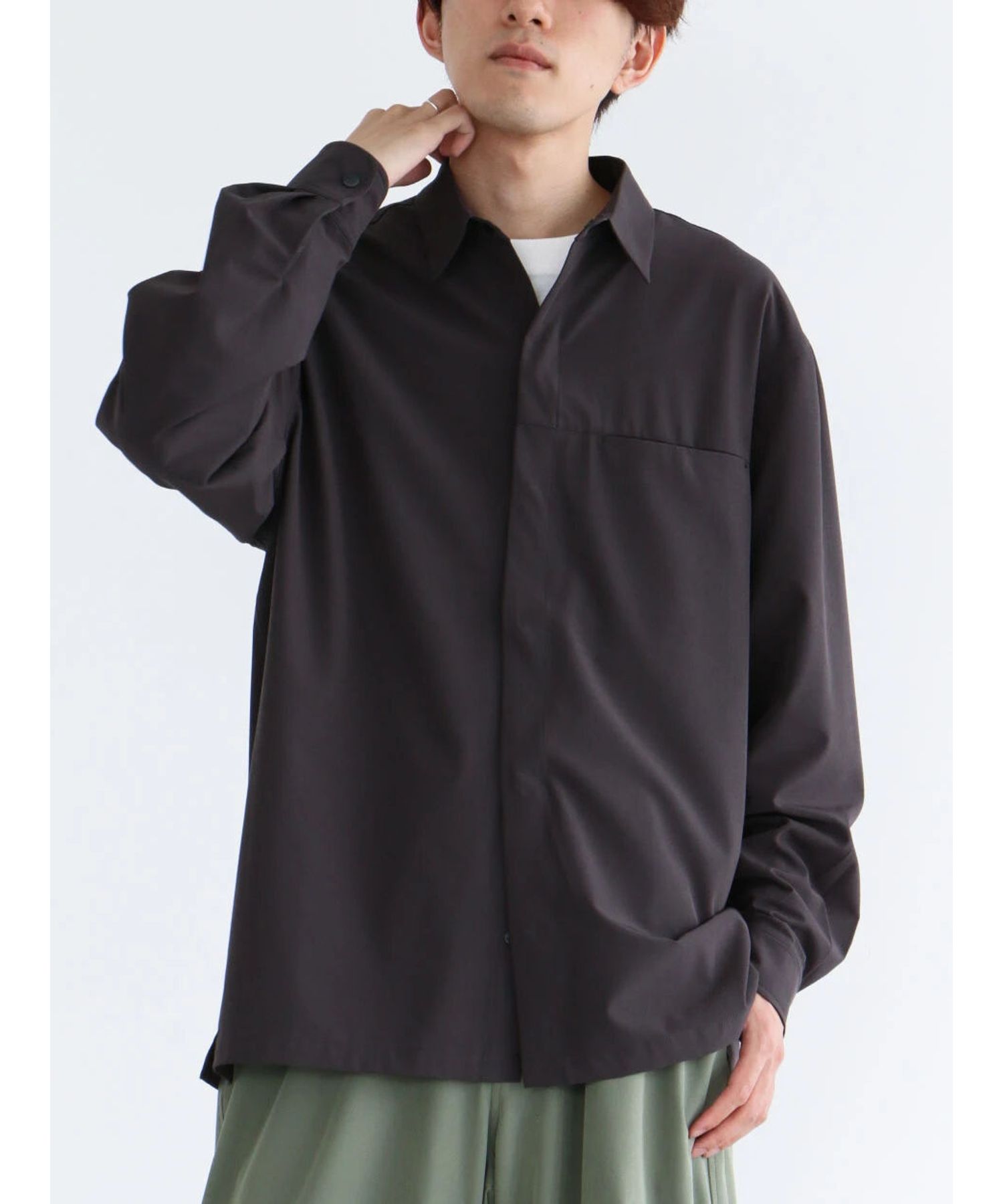 クラフトスタンダードブティック CRAFT STANDARD BOUTIQUE 【機能素材】FLY FRONT SHIRTS （グレーベージュ） グレーベージュ