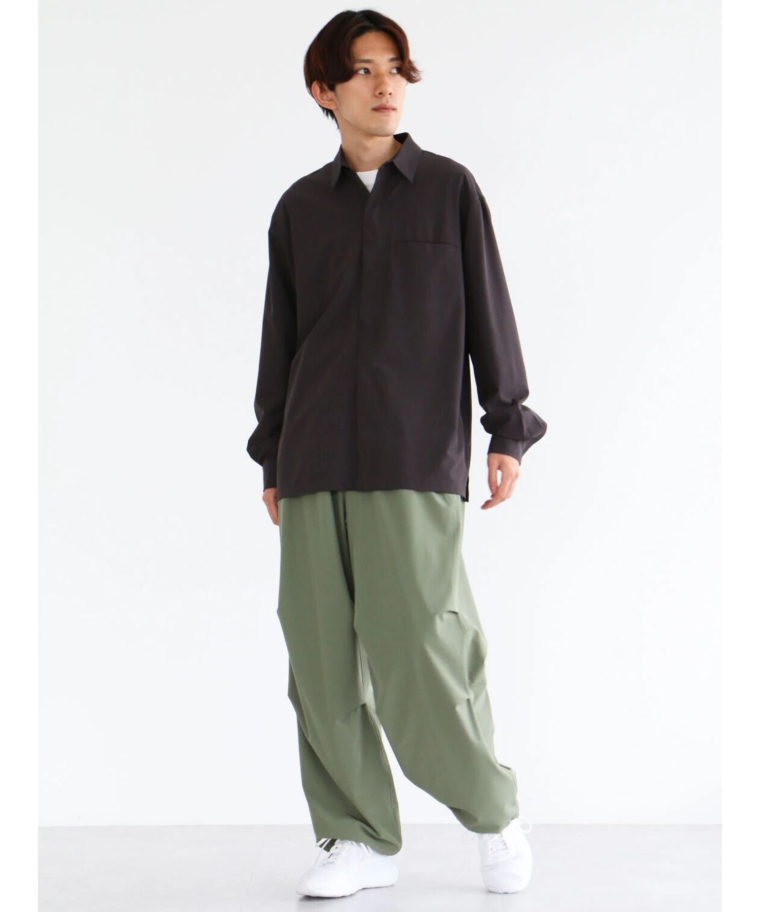 クラフトスタンダードブティック CRAFT STANDARD BOUTIQUE 【機能素材】FLY FRONT SHIRTS （グレーベージュ） グレーベージュ