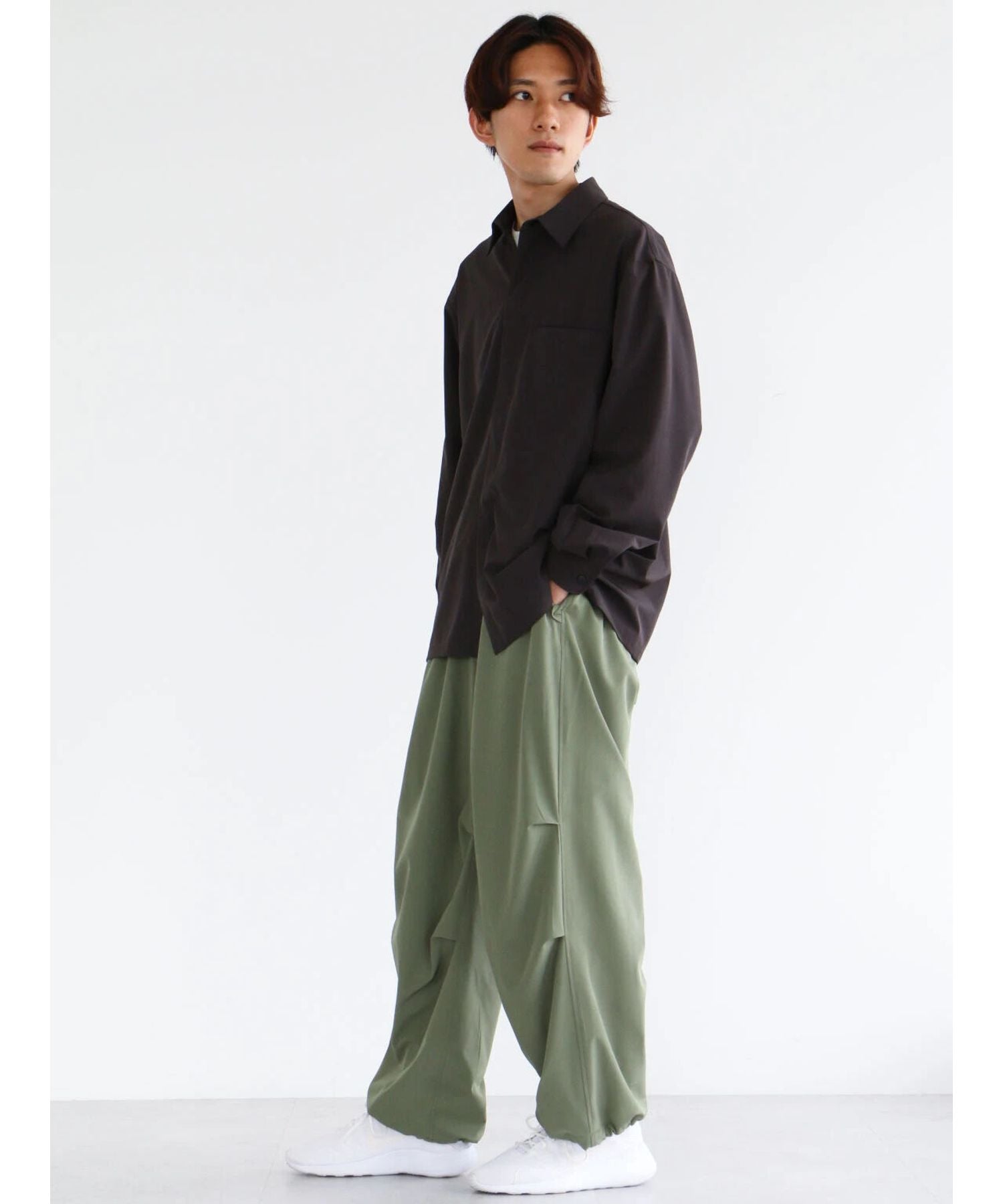 クラフトスタンダードブティック CRAFT STANDARD BOUTIQUE 【機能素材】FLY FRONT SHIRTS （グレーベージュ） グレーベージュ