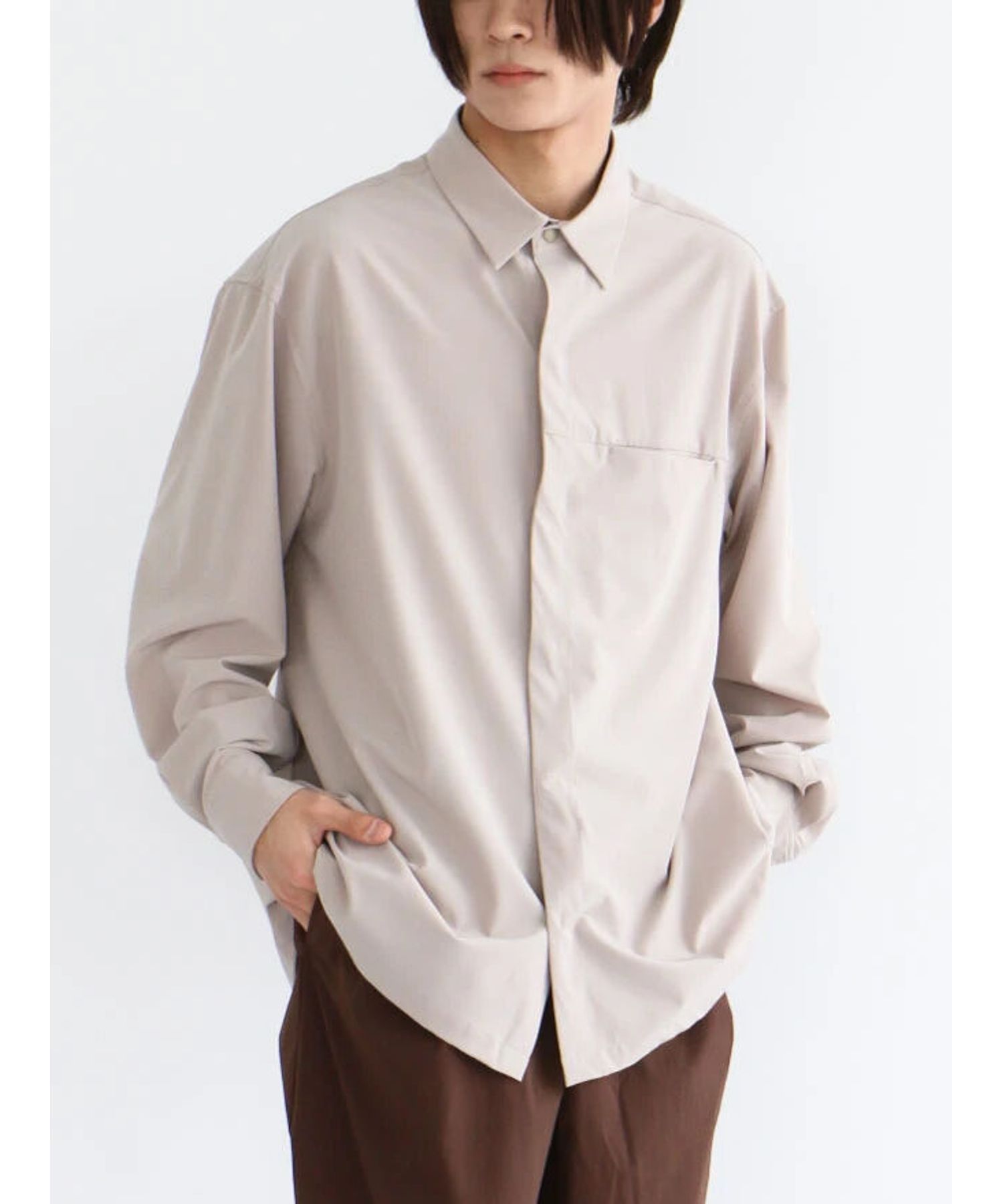 クラフトスタンダードブティック CRAFT STANDARD BOUTIQUE 【機能素材】FLY FRONT SHIRTS （グレーベージュ） グレーベージュ