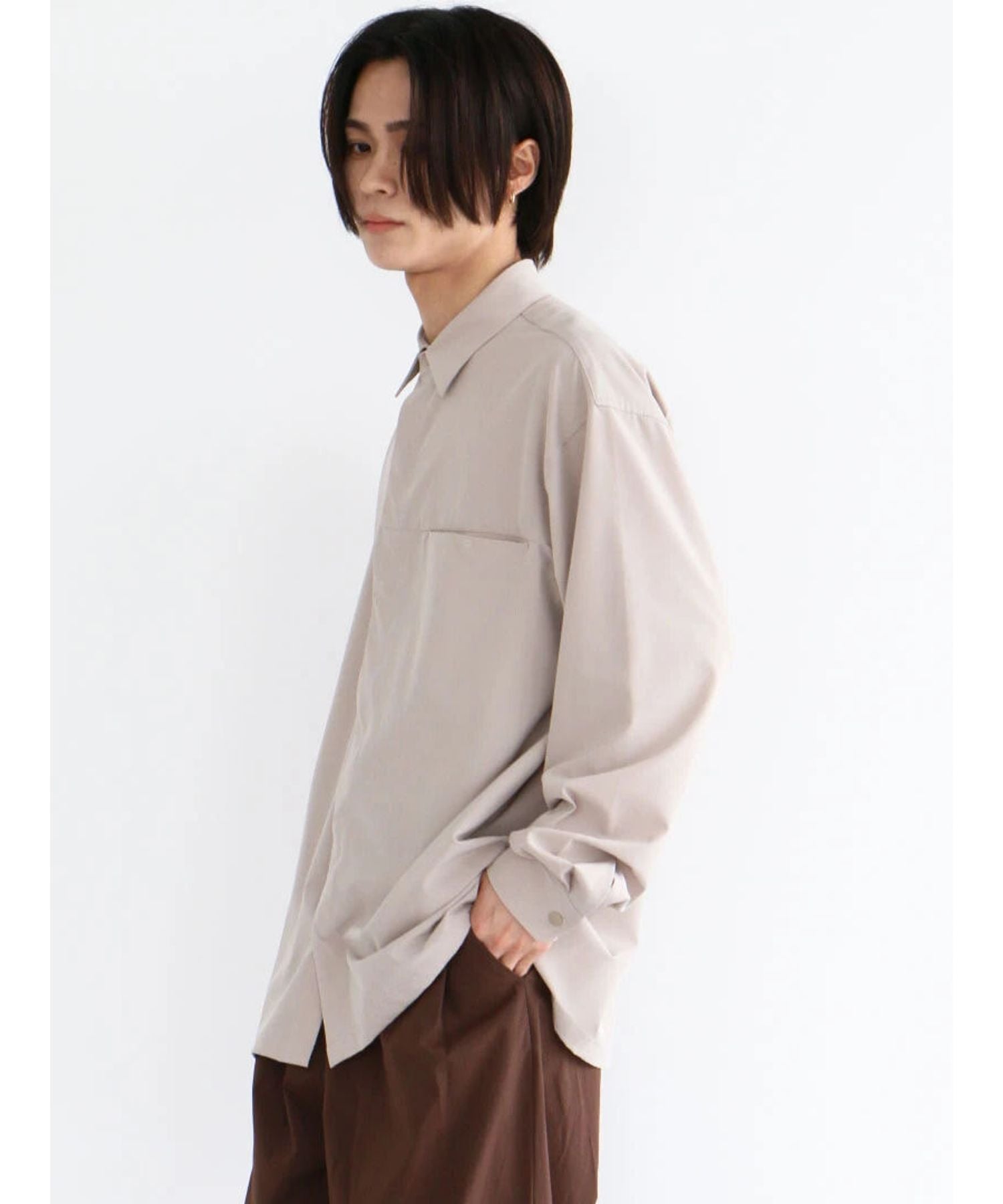 クラフトスタンダードブティック CRAFT STANDARD BOUTIQUE 【機能素材】FLY FRONT SHIRTS （グレーベージュ） グレーベージュ