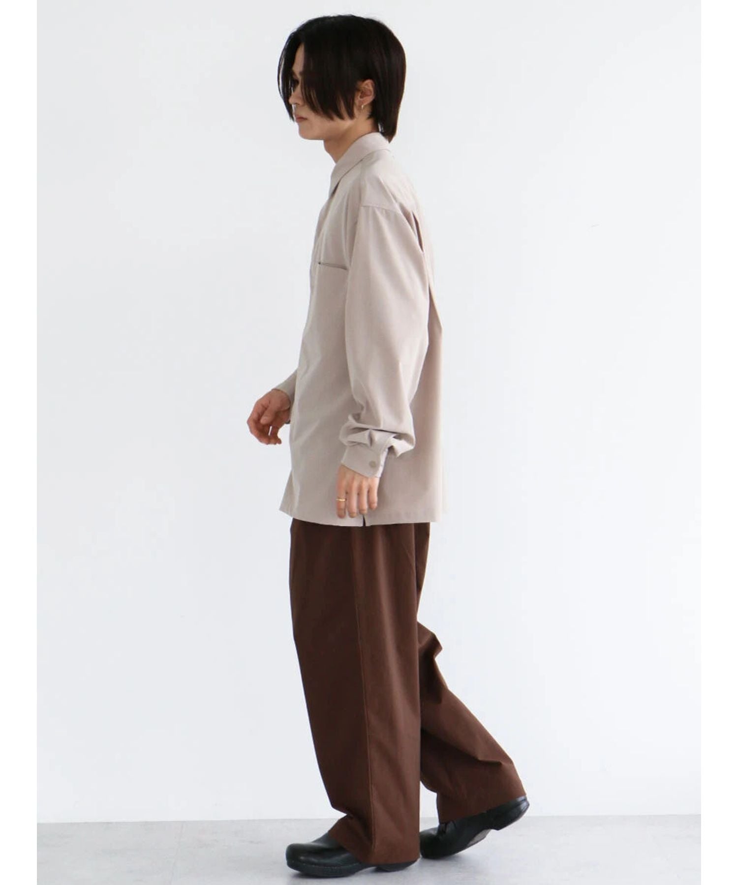 クラフトスタンダードブティック CRAFT STANDARD BOUTIQUE 【機能素材】FLY FRONT SHIRTS （グレーベージュ） グレーベージュ
