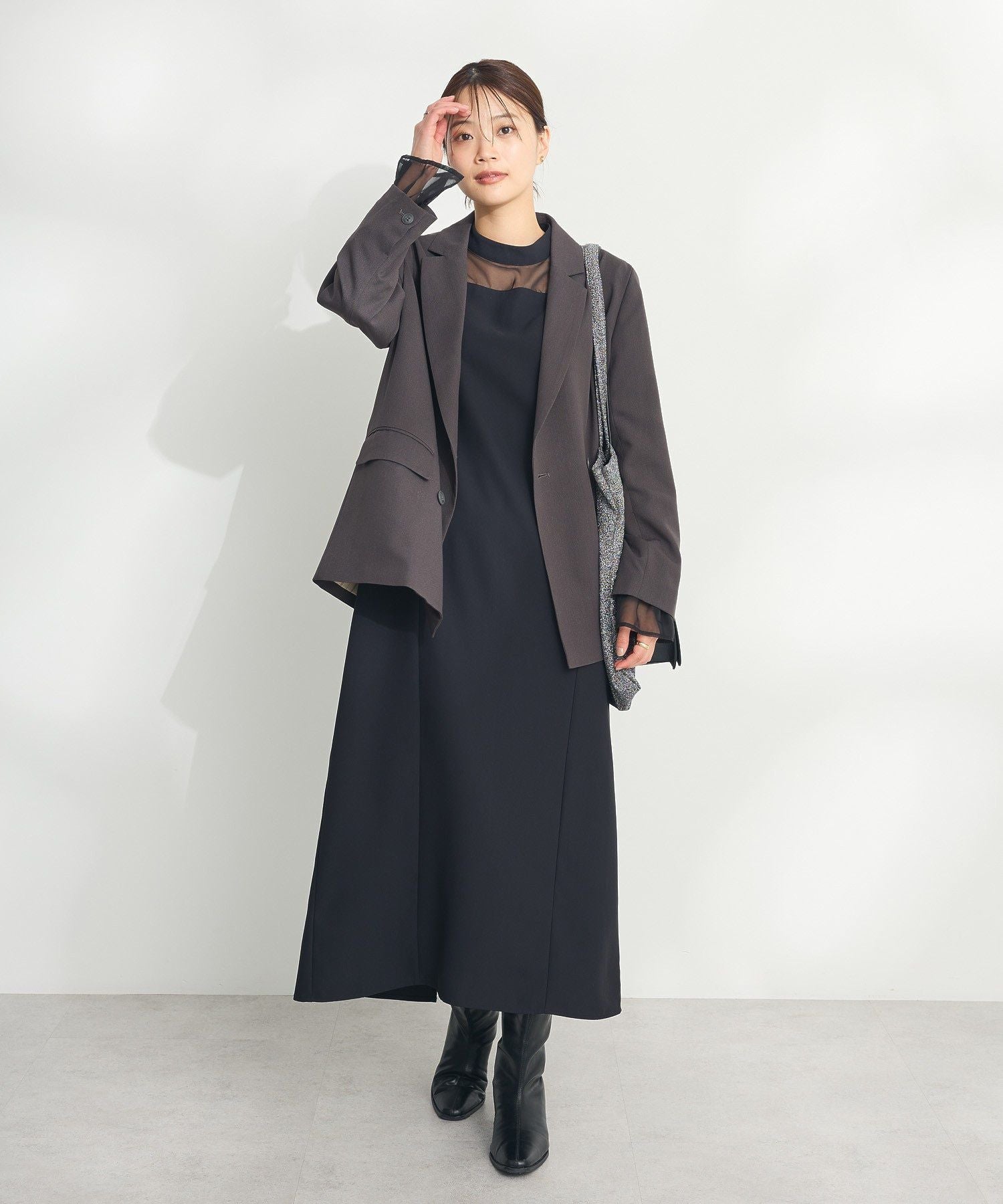 クラフトスタンダードブティック CRAFT STANDARD BOUTIQUE シアー切替えワンピース （ブラウン） ブラウン