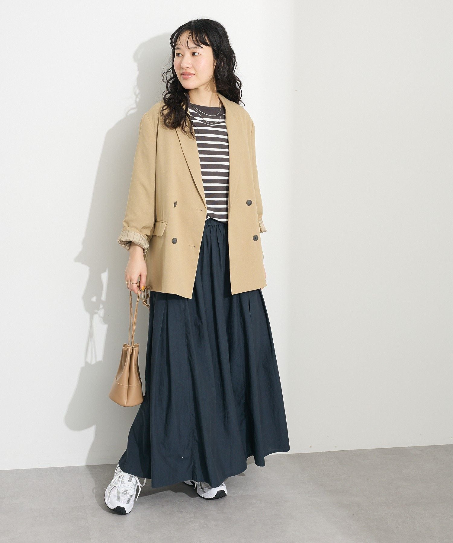クラフトスタンダードブティック CRAFT STANDARD BOUTIQUE サイドタック切り替えスカート （ホワイト） ホワイト