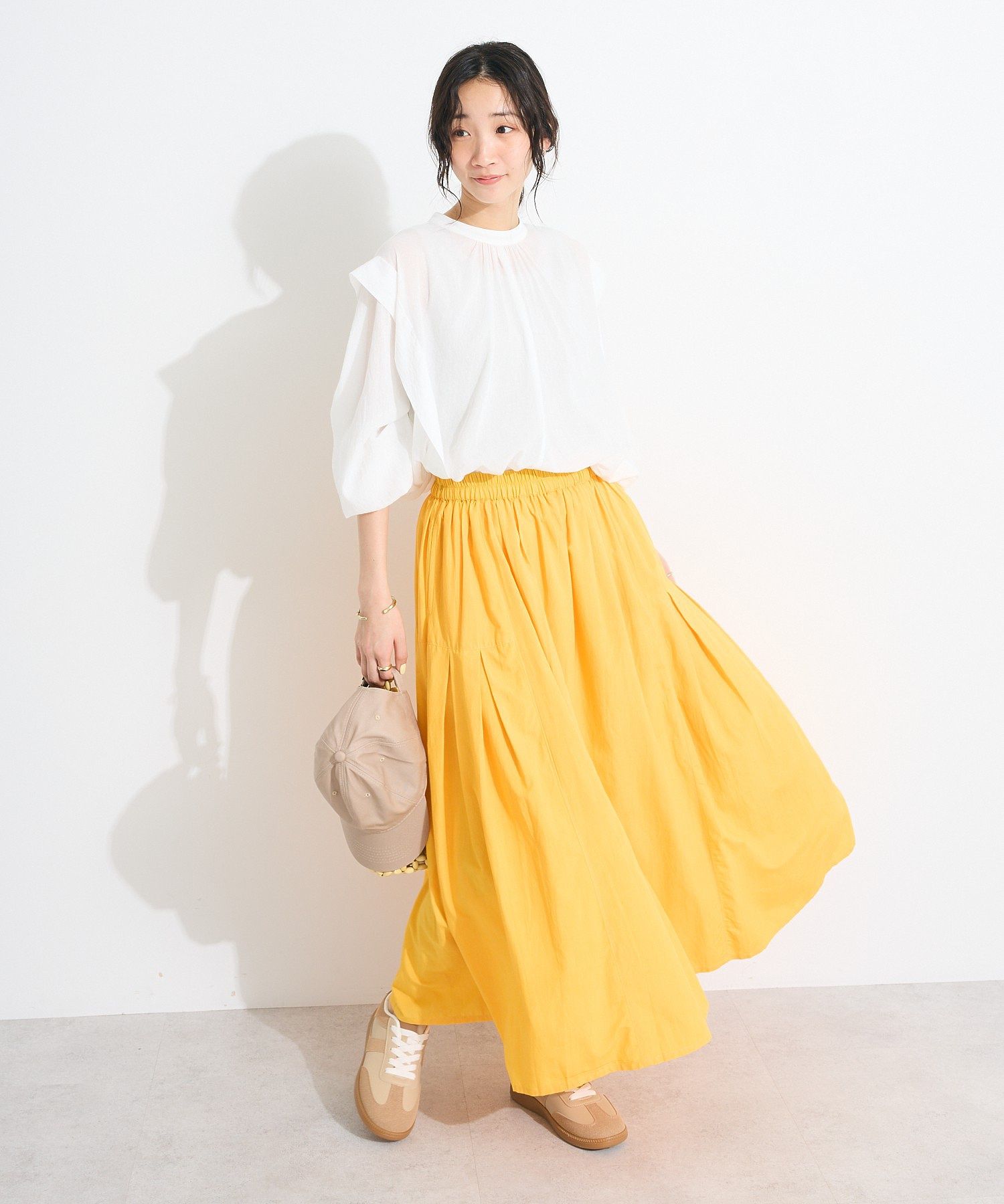 クラフトスタンダードブティック CRAFT STANDARD BOUTIQUE サイドタック切り替えスカート （ホワイト） ホワイト