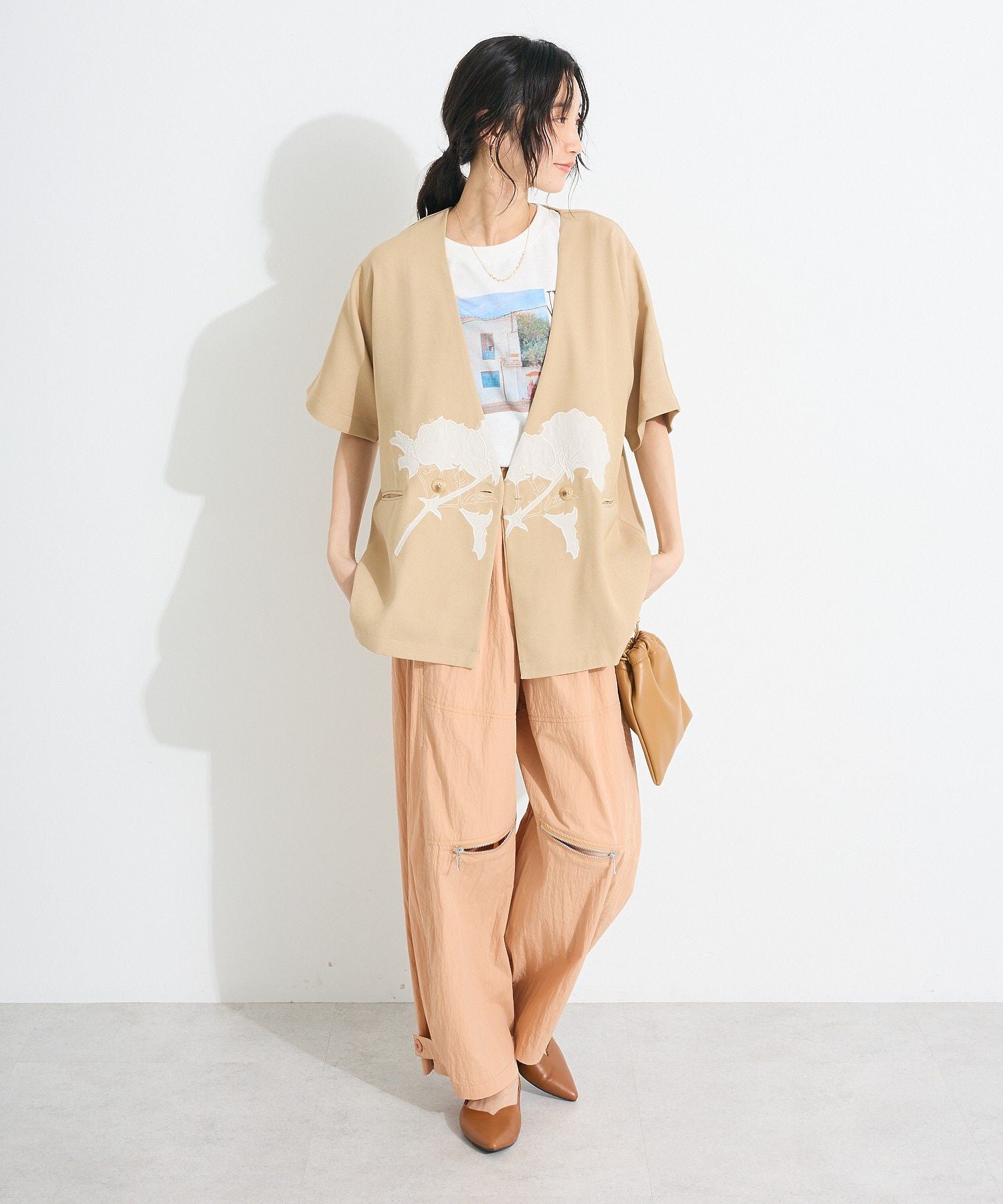 クラフトスタンダードブティック CRAFT STANDARD BOUTIQUE 刺繍カラーレスジャケット （ダークグレー） ダークグレー