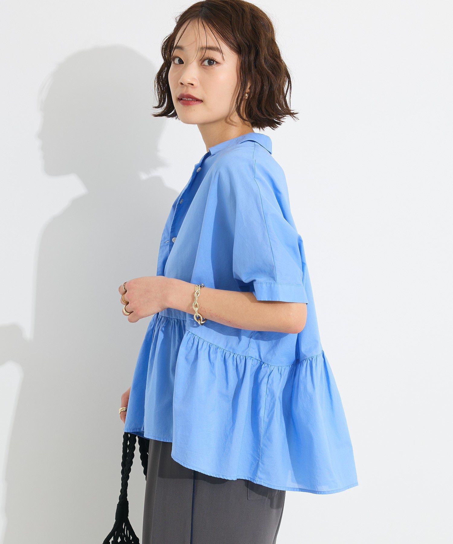 クラフトスタンダードブティック CRAFT STANDARD BOUTIQUE ペプラムブラウス （サックスブルー） サックスブルー