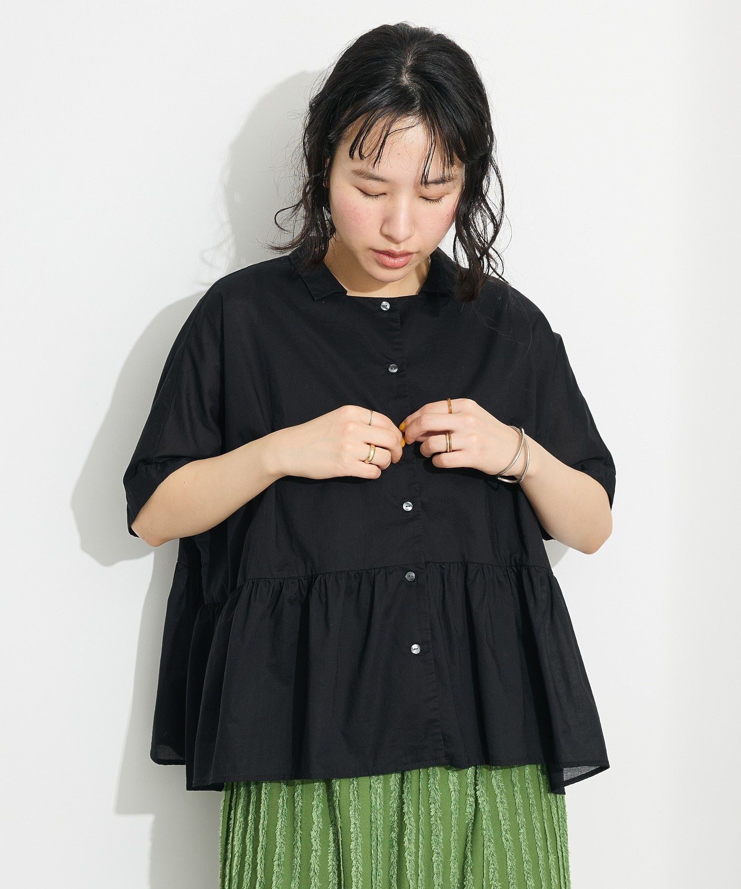 クラフトスタンダードブティック CRAFT STANDARD BOUTIQUE ペプラムブラウス （サックスブルー） サックスブルー