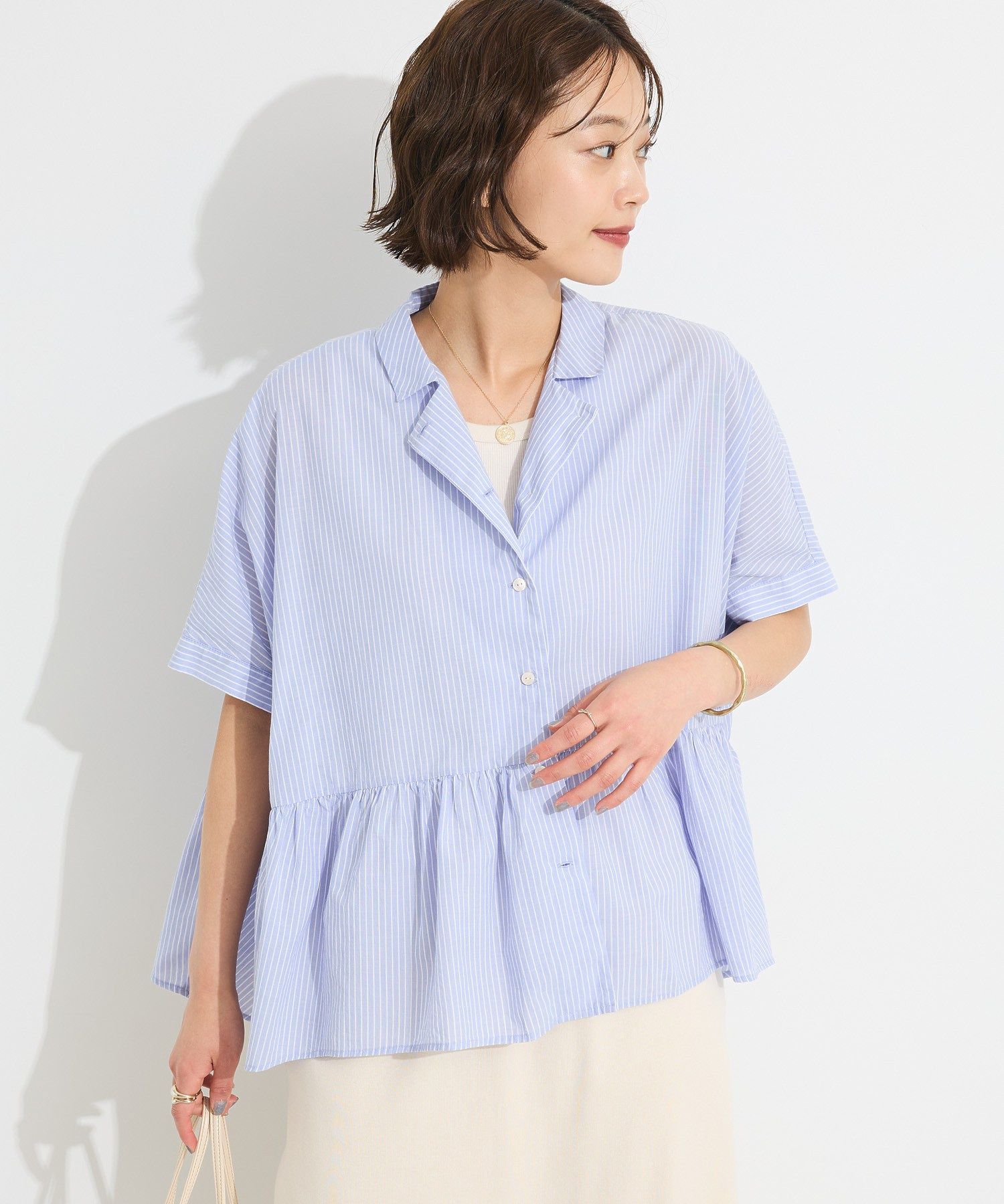 クラフトスタンダードブティック CRAFT STANDARD BOUTIQUE ペプラムブラウス （サックスブルー） サックスブルー