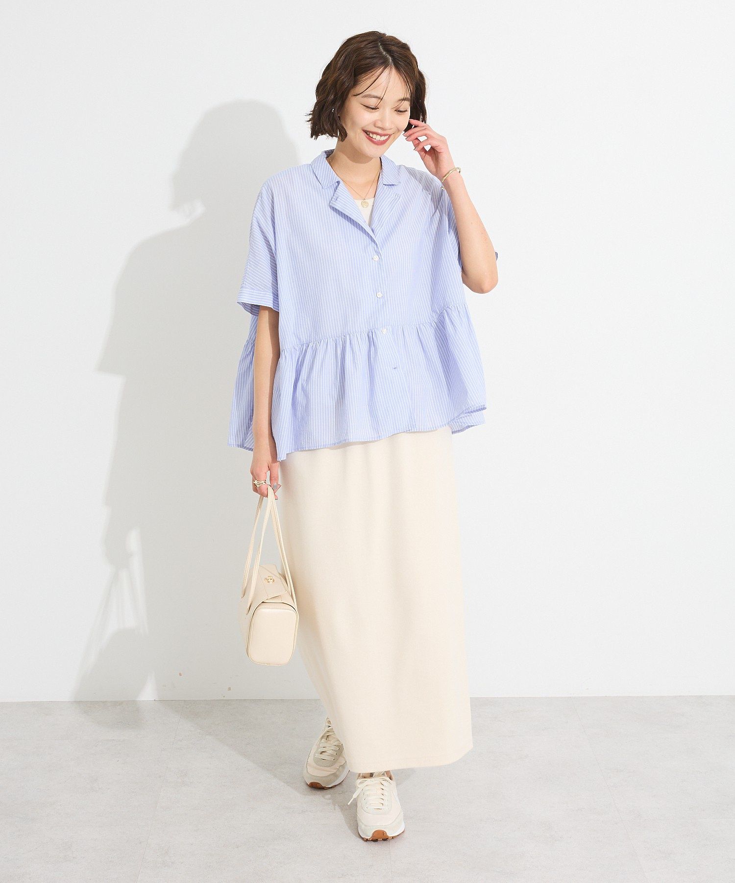 クラフトスタンダードブティック CRAFT STANDARD BOUTIQUE ペプラムブラウス （サックスブルー） サックスブルー