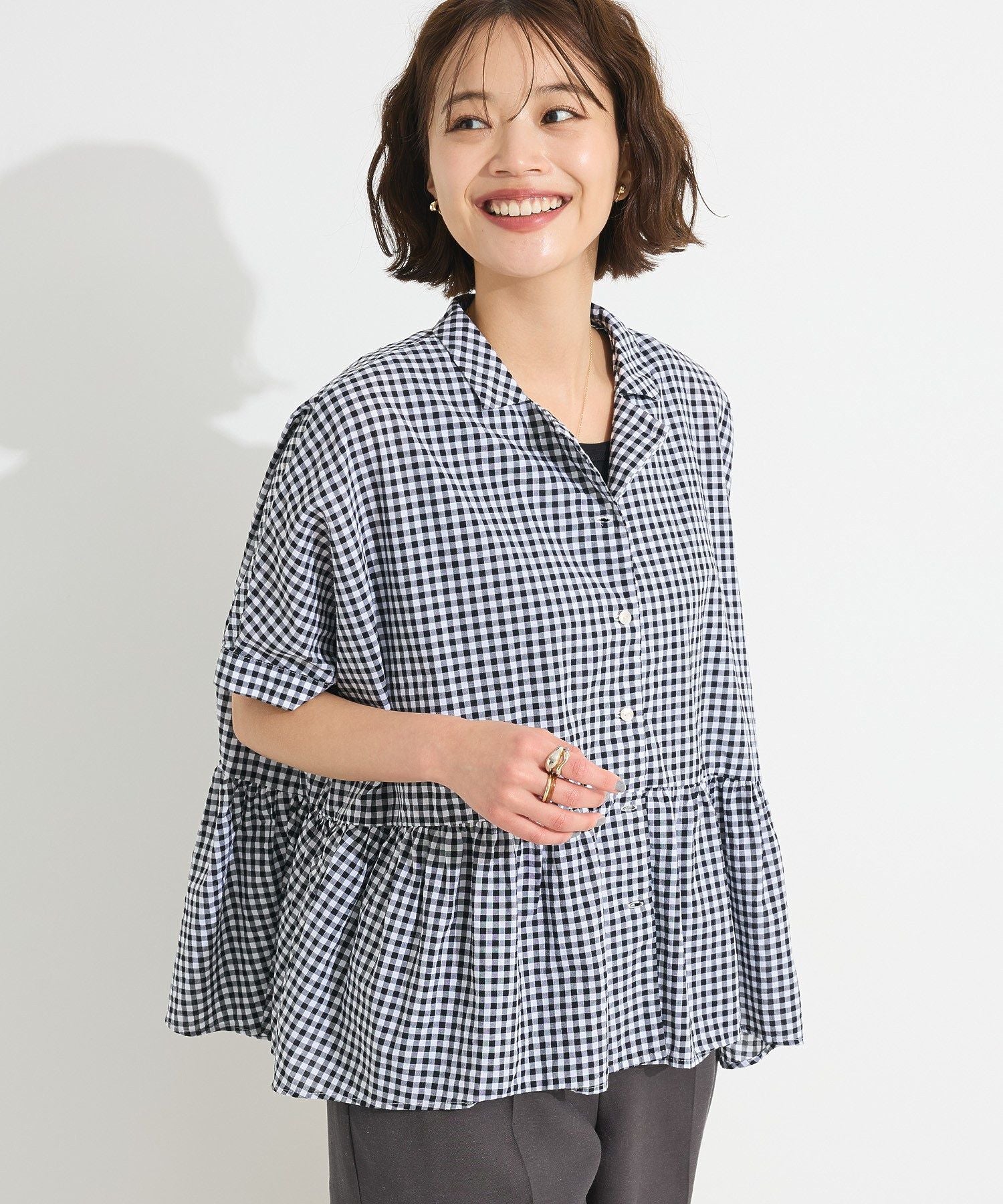 クラフトスタンダードブティック CRAFT STANDARD BOUTIQUE ペプラムブラウス （サックスブルー） サックスブルー