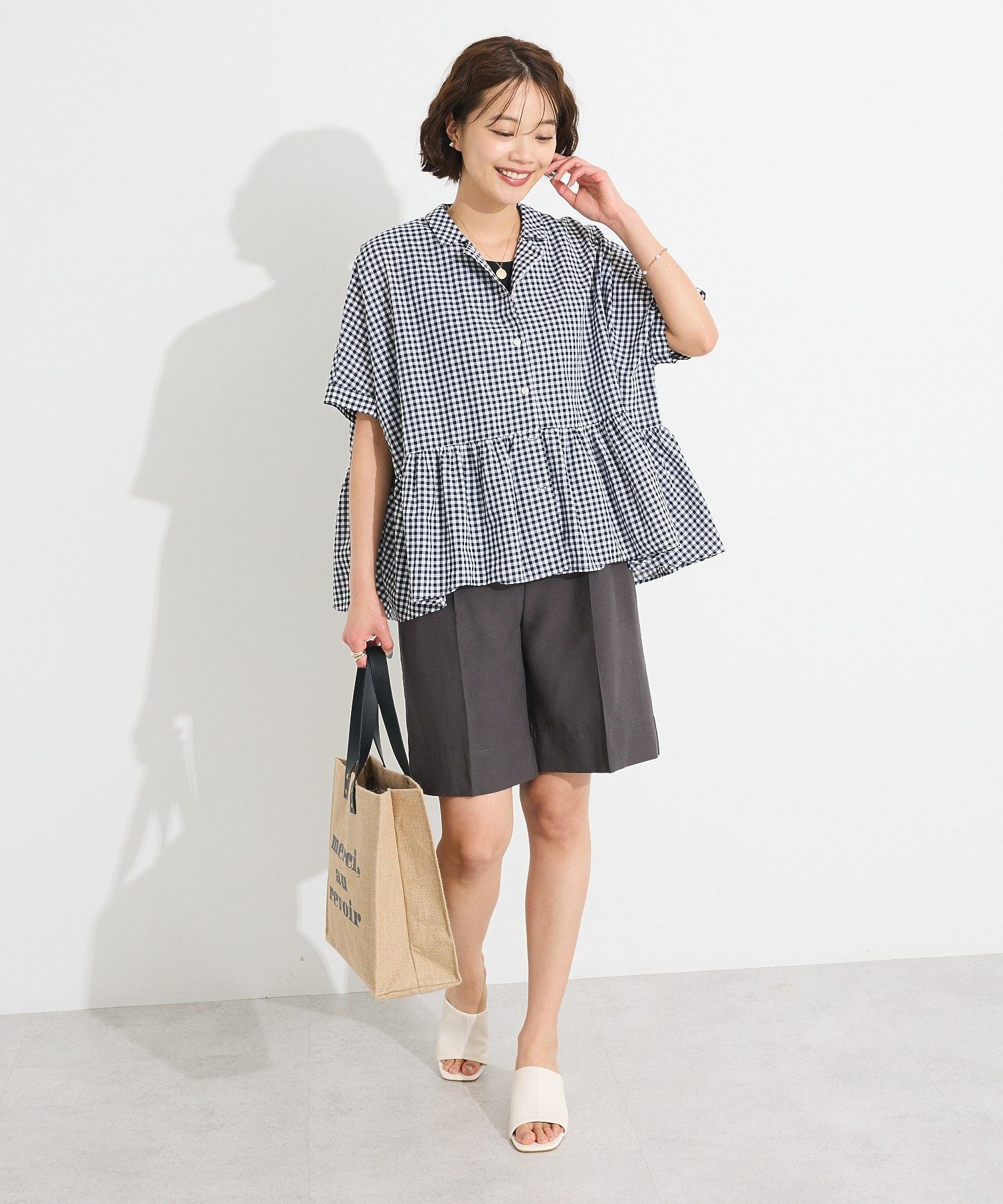 クラフトスタンダードブティック CRAFT STANDARD BOUTIQUE ペプラムブラウス （サックスブルー） サックスブルー