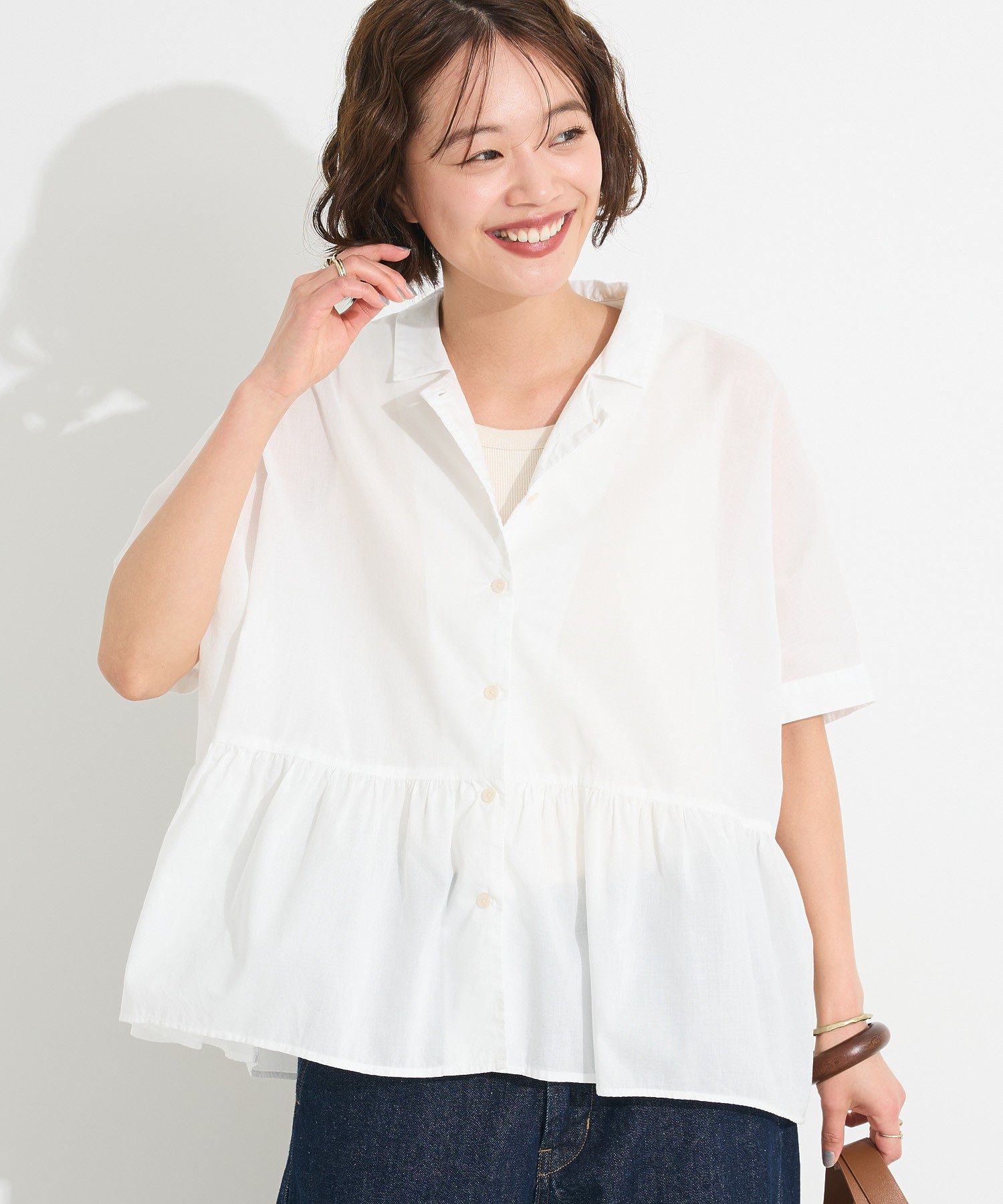 クラフトスタンダードブティック CRAFT STANDARD BOUTIQUE ペプラムブラウス （サックスブルー） サックスブルー