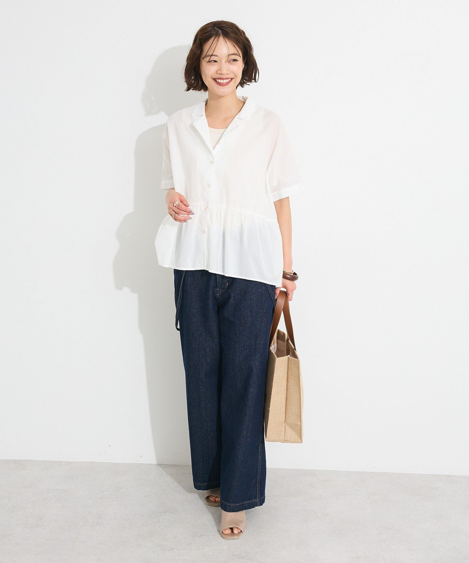クラフトスタンダードブティック CRAFT STANDARD BOUTIQUE ペプラムブラウス （サックスブルー） サックスブルー