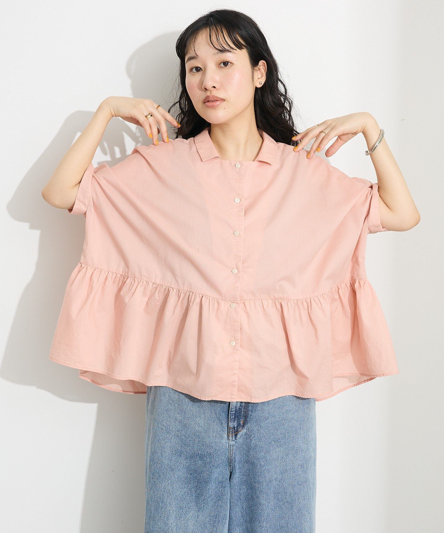 クラフトスタンダードブティック CRAFT STANDARD BOUTIQUE ペプラムブラウス （サックスブルー） サックスブルー