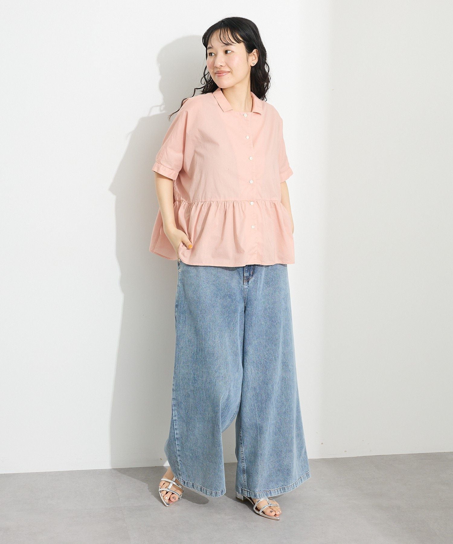 クラフトスタンダードブティック CRAFT STANDARD BOUTIQUE ペプラムブラウス （サックスブルー） サックスブルー
