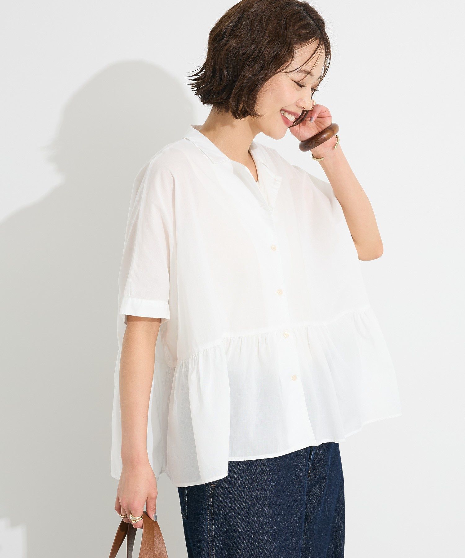 クラフトスタンダードブティック CRAFT STANDARD BOUTIQUE ペプラムブラウス （オフホワイト） オフホワイト