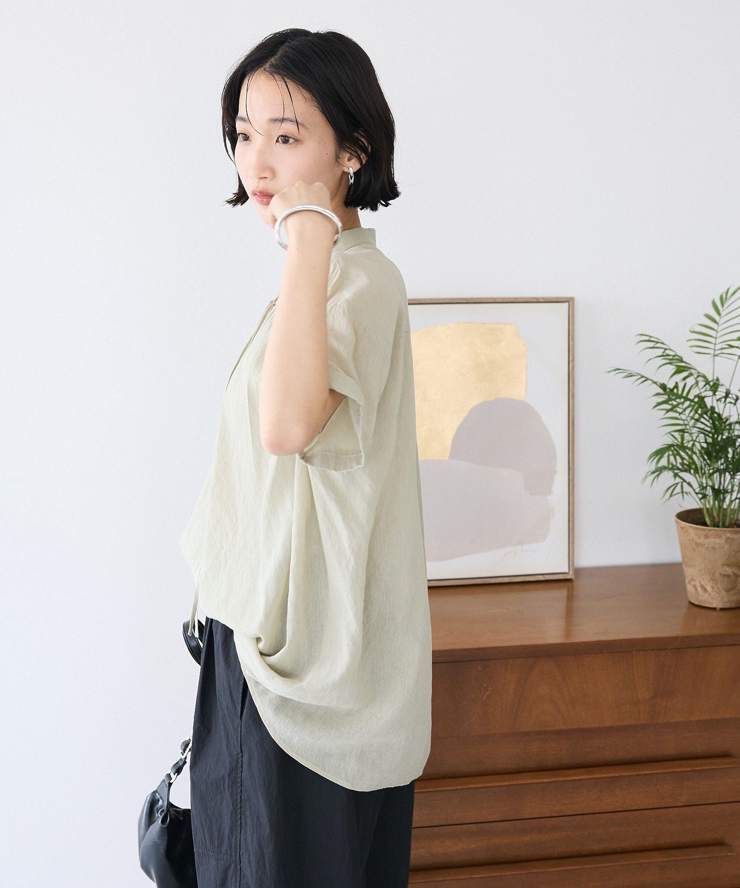 クラフトスタンダードブティック CRAFT STANDARD BOUTIQUE ヴィンテージボイルタイ付ブラウス （ブラック） ブラック