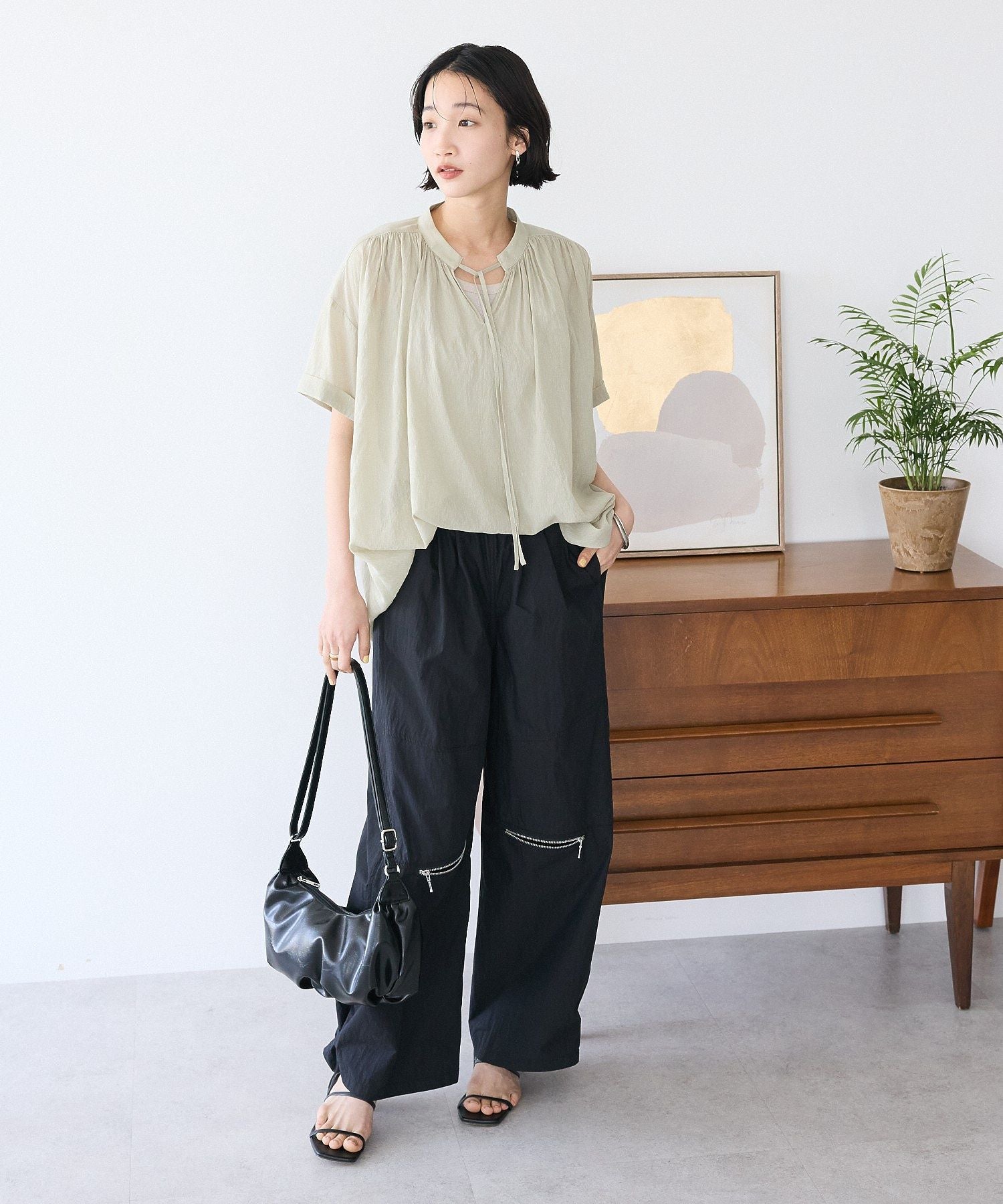 クラフトスタンダードブティック CRAFT STANDARD BOUTIQUE ヴィンテージボイルタイ付ブラウス （ブラック） ブラック