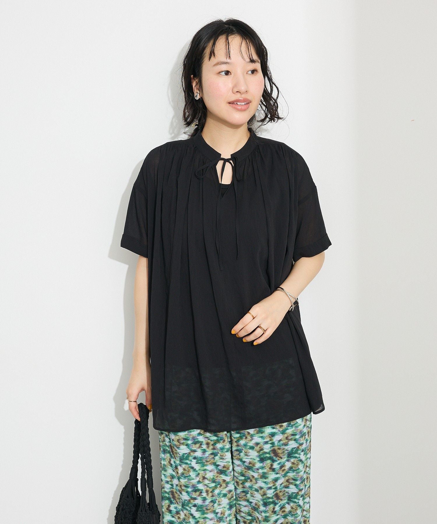 クラフトスタンダードブティック CRAFT STANDARD BOUTIQUE ヴィンテージボイルタイ付ブラウス （ブラック） ブラック
