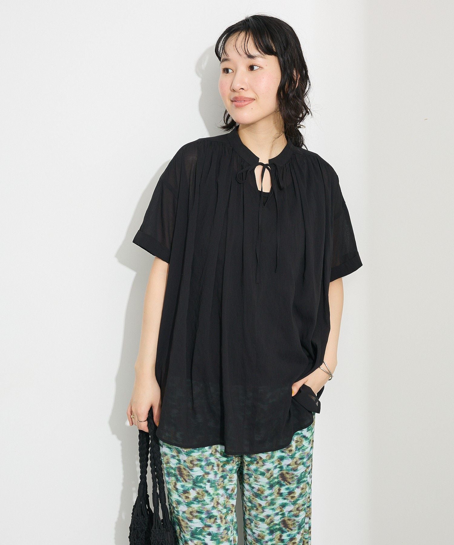 クラフトスタンダードブティック CRAFT STANDARD BOUTIQUE ヴィンテージボイルタイ付ブラウス （ブラック） ブラック