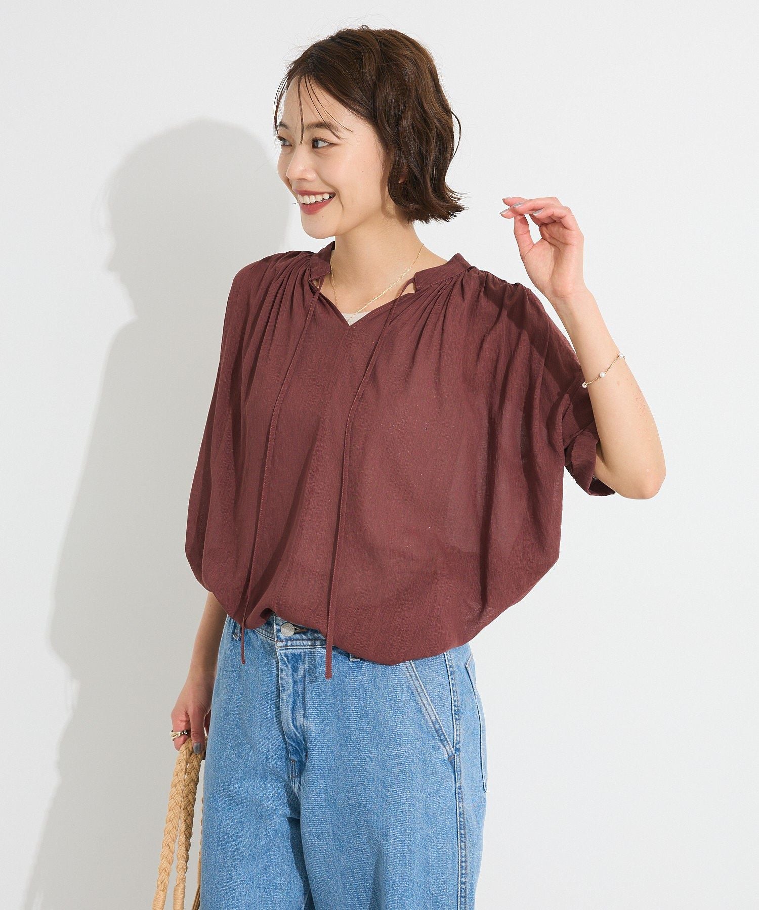 クラフトスタンダードブティック CRAFT STANDARD BOUTIQUE ヴィンテージボイルタイ付ブラウス （ブラック） ブラック
