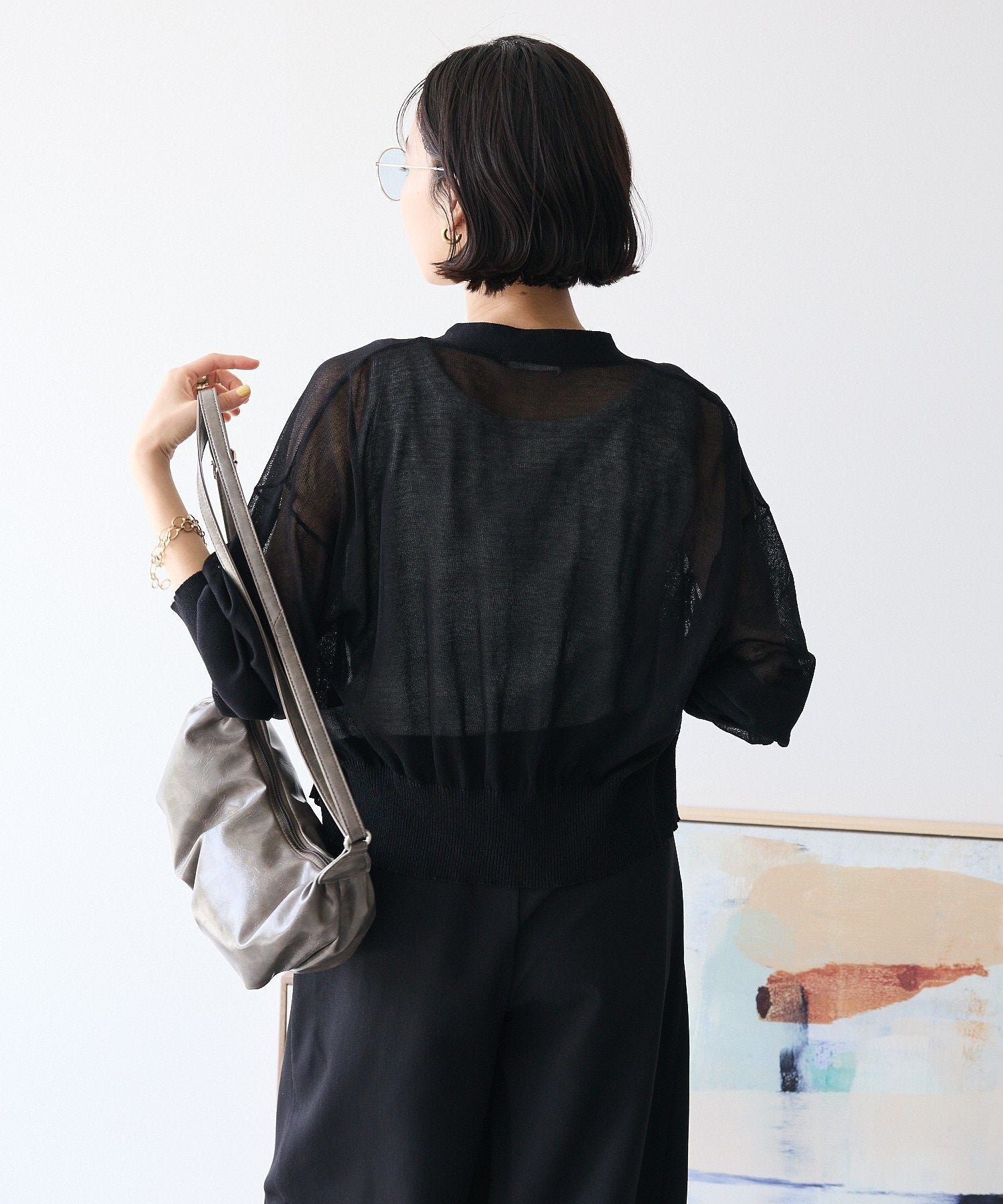 クラフトスタンダードブティック CRAFT STANDARD BOUTIQUE シアーニットカーディガン （ブラウン） ブラウン