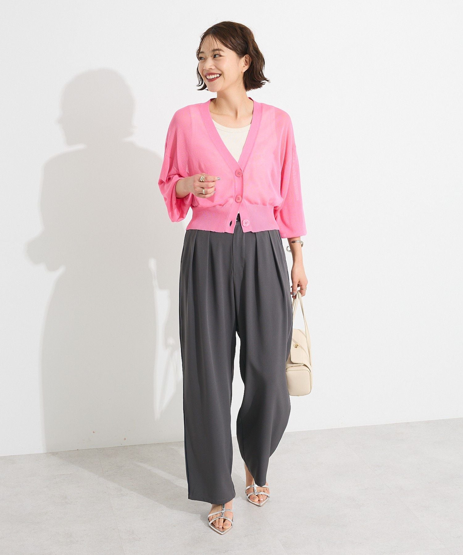 クラフトスタンダードブティック CRAFT STANDARD BOUTIQUE シアーニットカーディガン （ブラウン） ブラウン