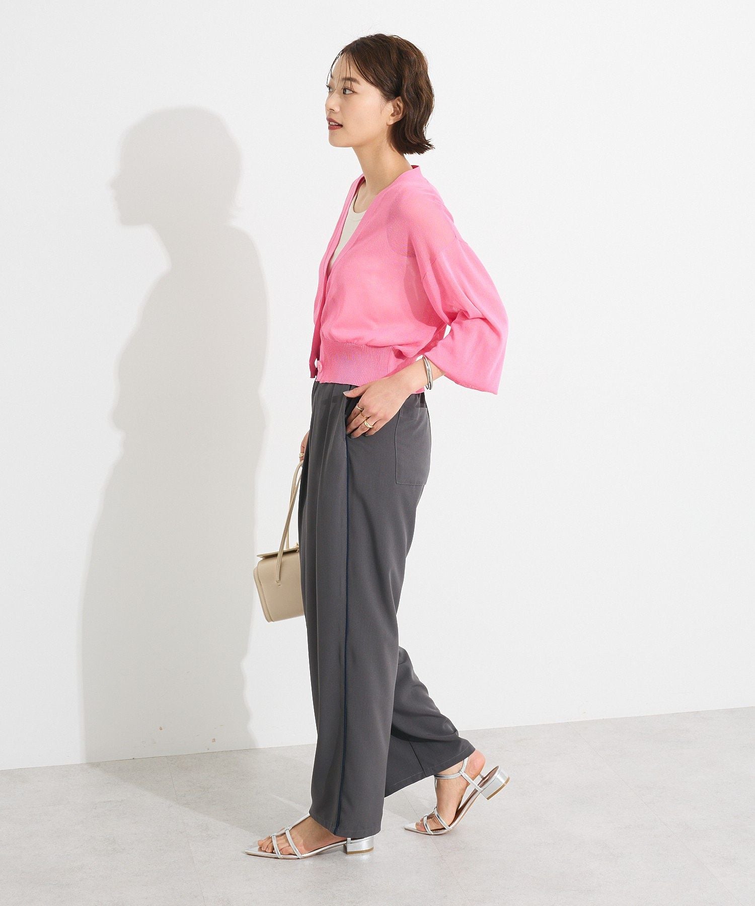 クラフトスタンダードブティック CRAFT STANDARD BOUTIQUE シアーニットカーディガン （ブラウン） ブラウン