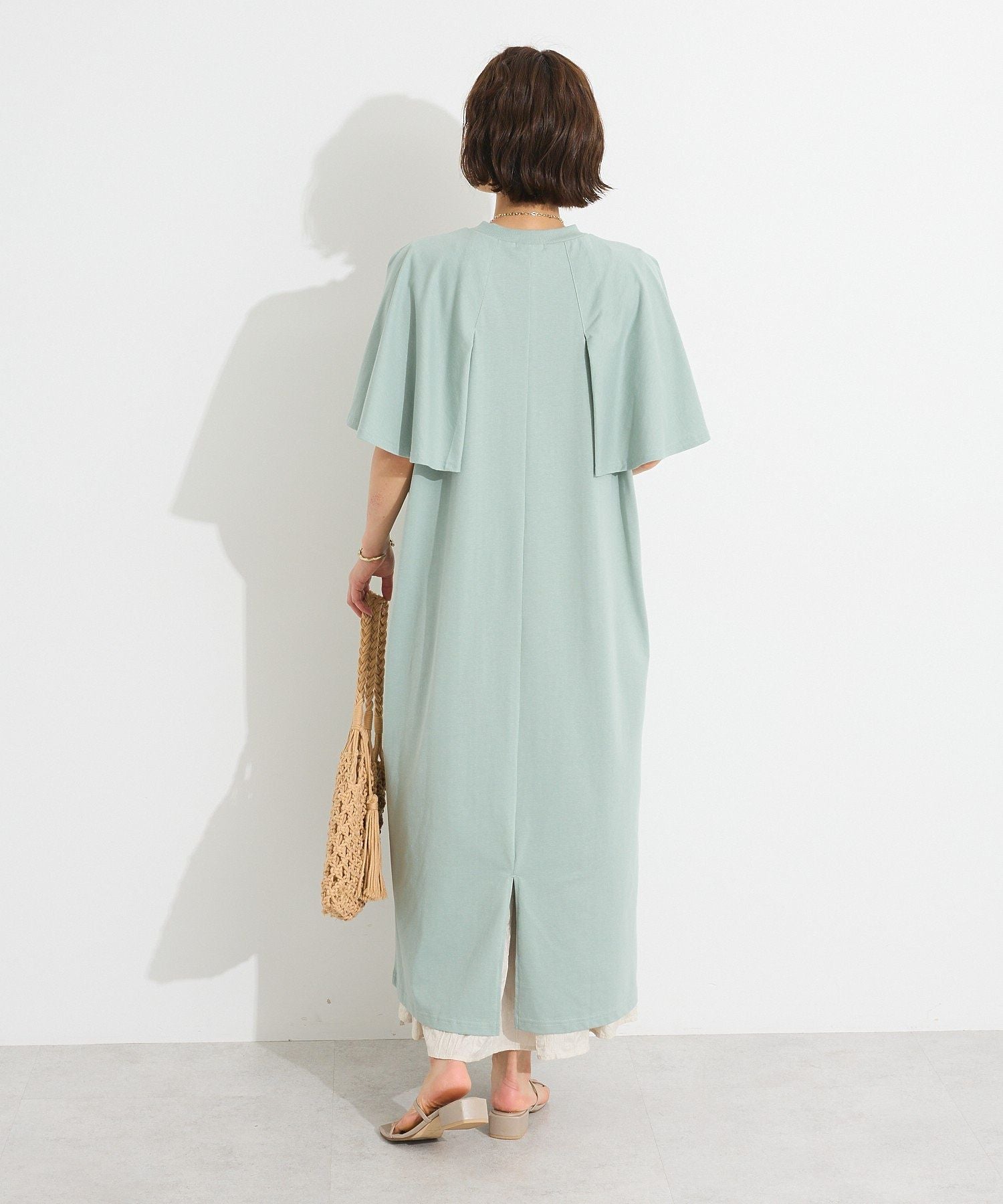 クラフトスタンダードブティック CRAFT STANDARD BOUTIQUE 接触冷感/UVカット フレアスリーブカットワンピース （グリーン） グリーン