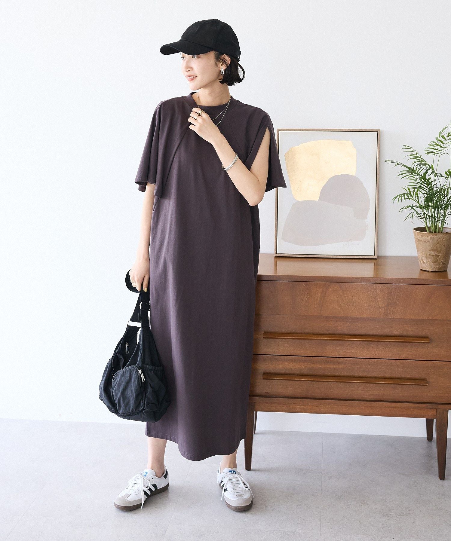 クラフトスタンダードブティック CRAFT STANDARD BOUTIQUE 接触冷感/UVカット フレアスリーブカットワンピース （グリーン） グリーン