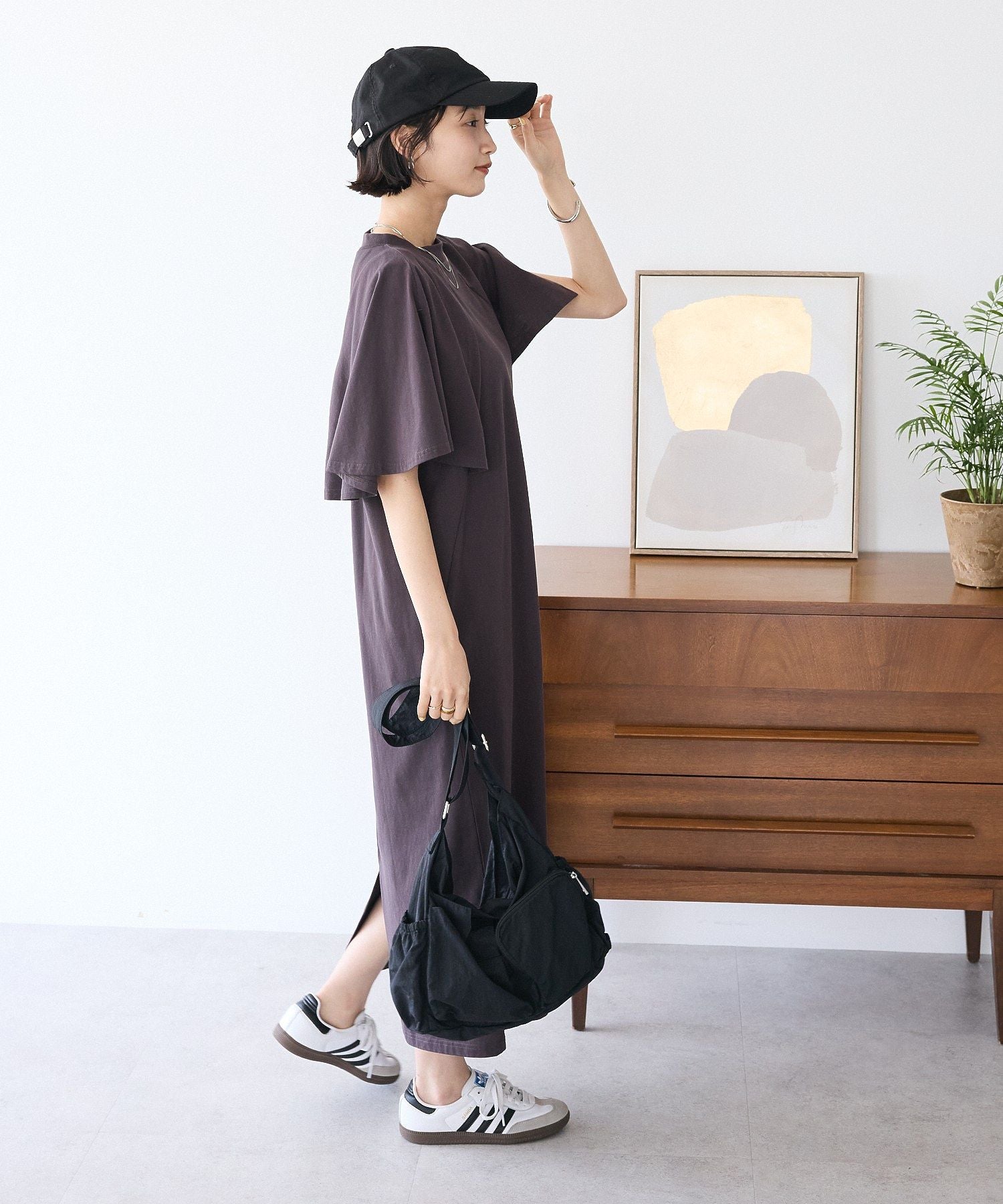 クラフトスタンダードブティック CRAFT STANDARD BOUTIQUE 接触冷感/UVカット フレアスリーブカットワンピース （グリーン） グリーン
