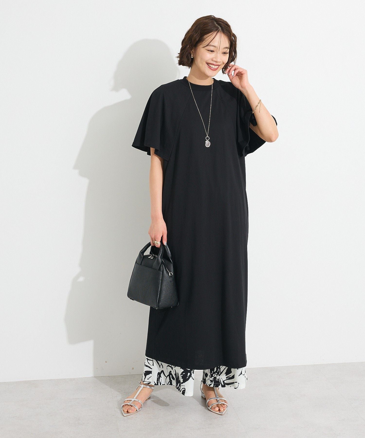 クラフトスタンダードブティック CRAFT STANDARD BOUTIQUE 接触冷感/UVカット フレアスリーブカットワンピース （グリーン） グリーン