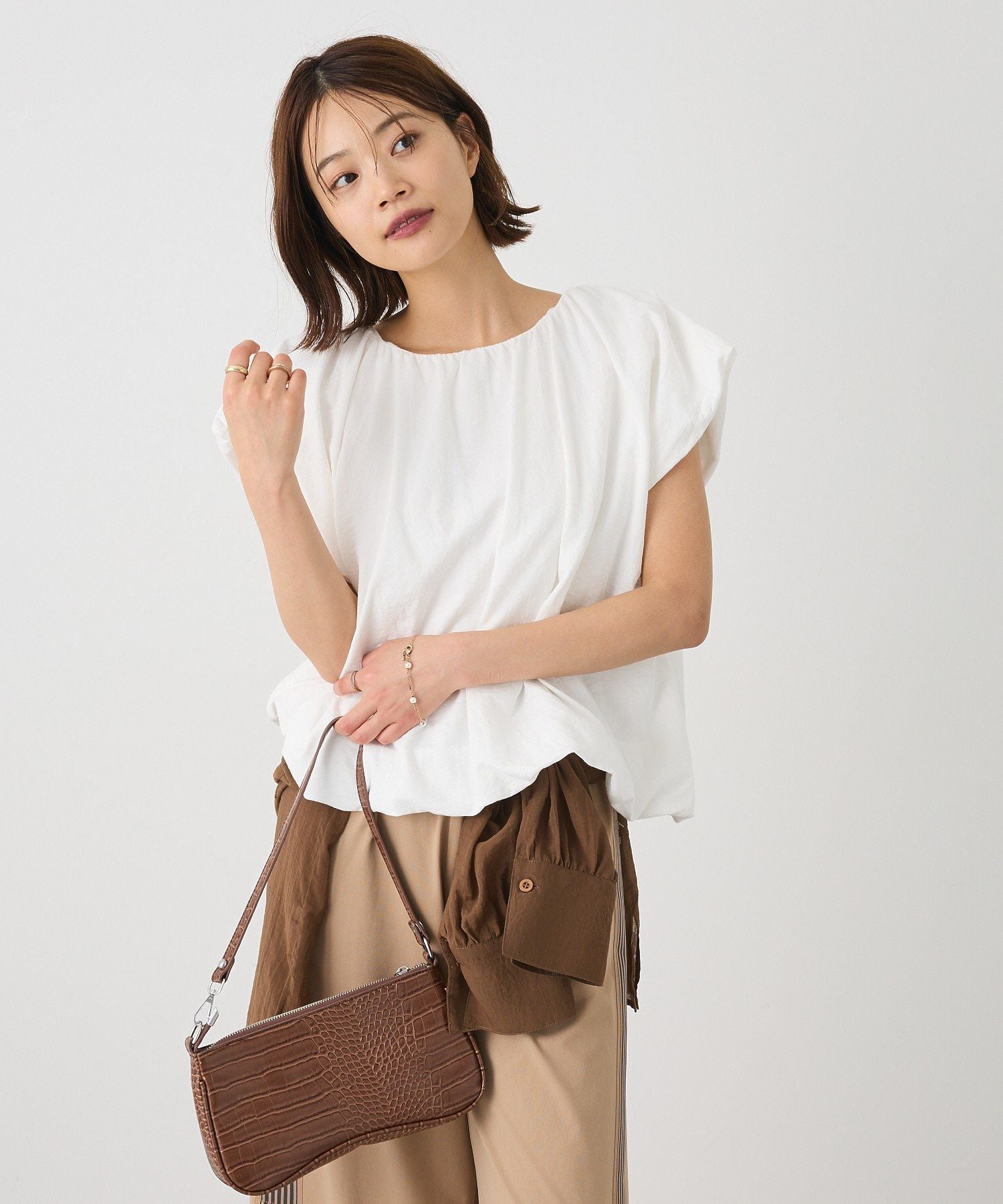 クラフトスタンダードブティック CRAFT STANDARD BOUTIQUE カットクレープ裾バルーンプルオーバー （イエロー） イエロー