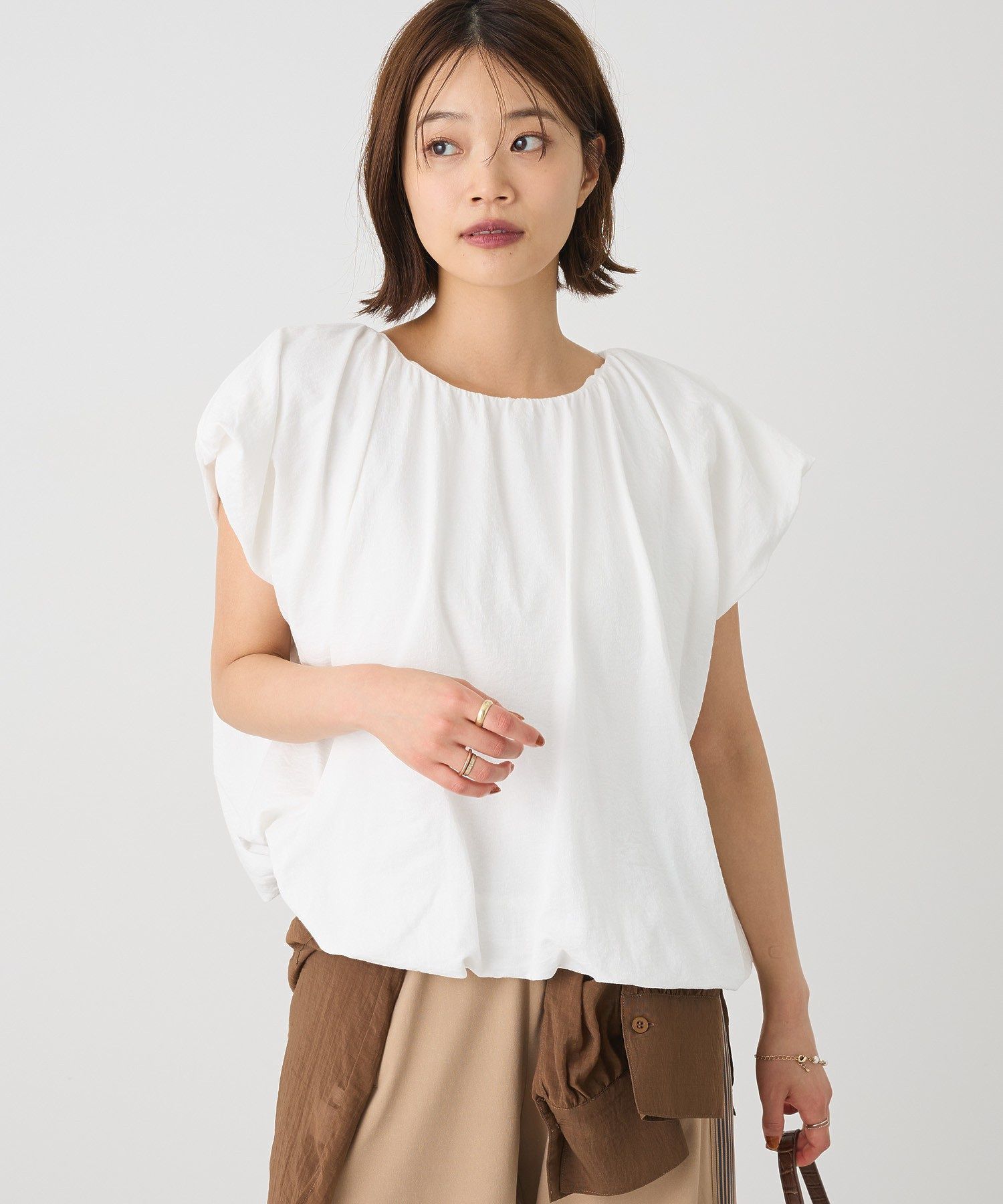 クラフトスタンダードブティック CRAFT STANDARD BOUTIQUE カットクレープ裾バルーンプルオーバー （イエロー） イエロー