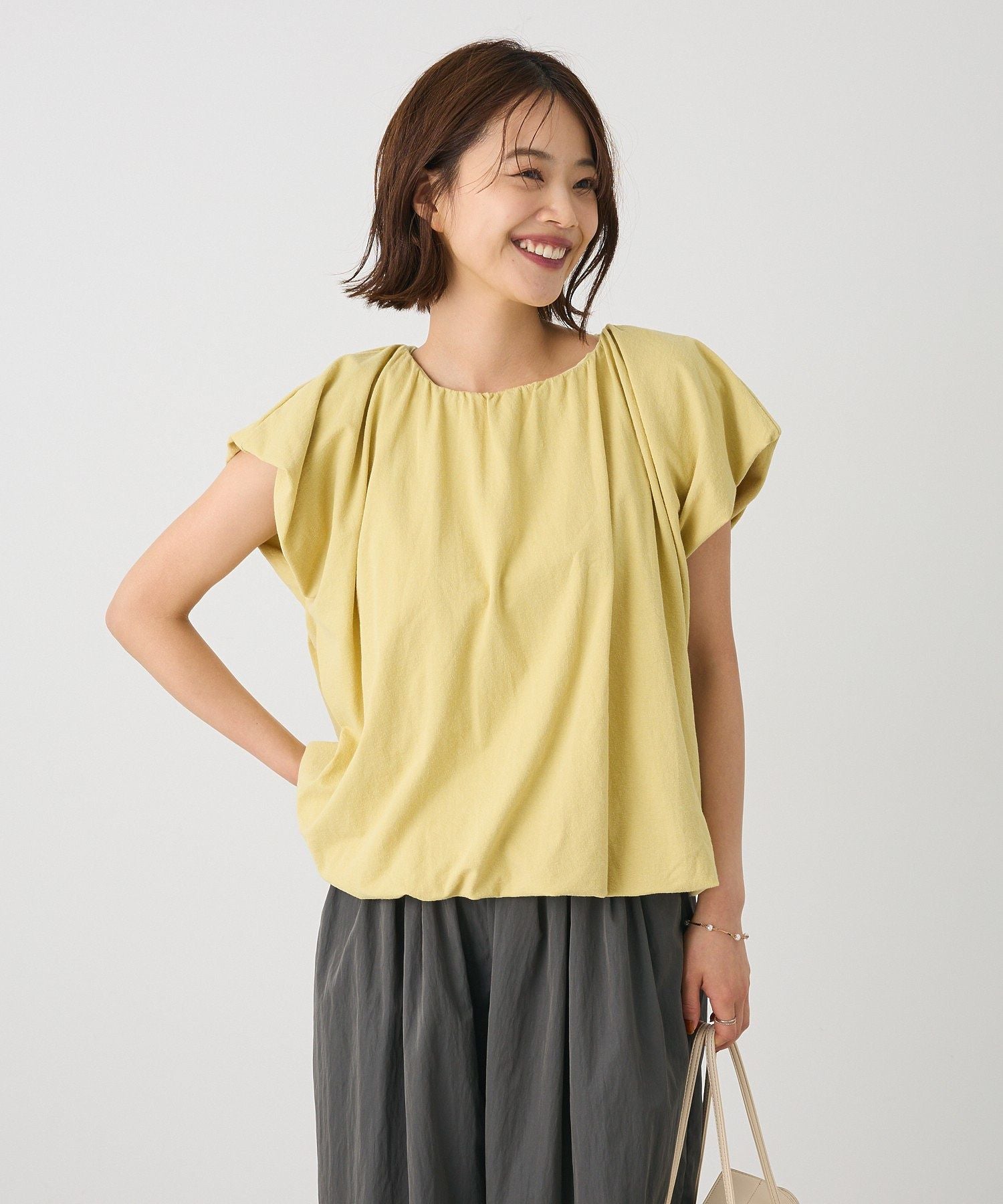 クラフトスタンダードブティック CRAFT STANDARD BOUTIQUE カットクレープ裾バルーンプルオーバー （イエロー） イエロー
