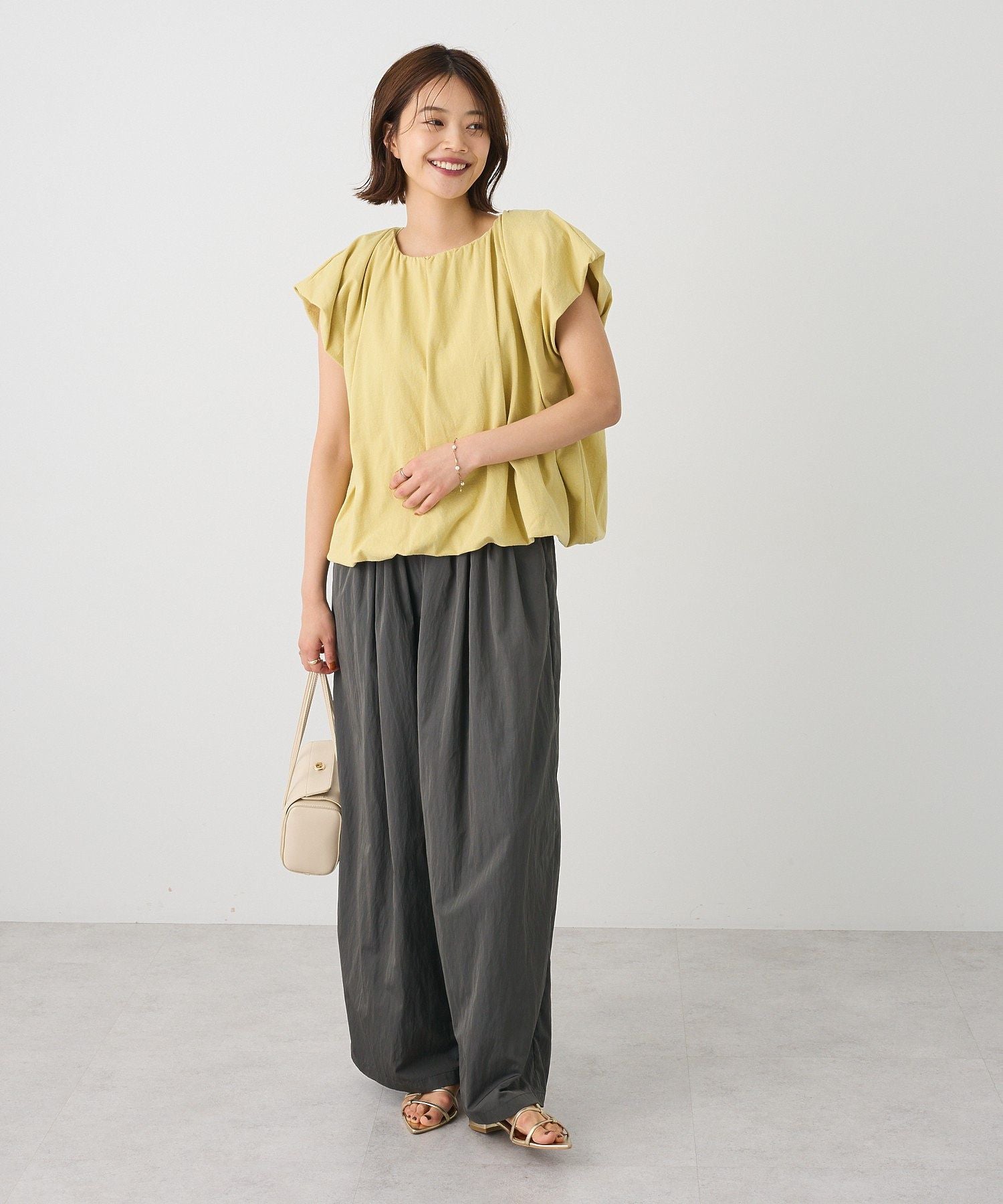 クラフトスタンダードブティック CRAFT STANDARD BOUTIQUE カットクレープ裾バルーンプルオーバー （イエロー） イエロー