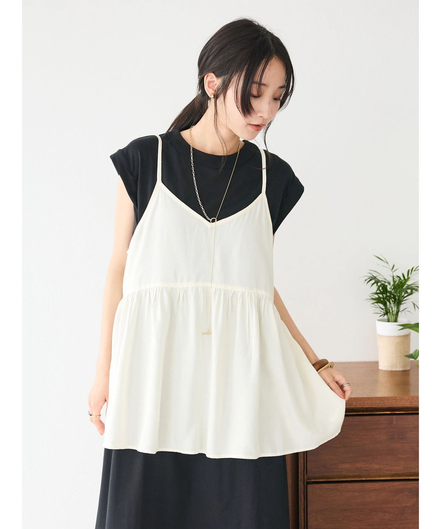 クラフトスタンダードブティック CRAFT STANDARD BOUTIQUE レーヨンキャミチュニック （アイボリー） アイボリー