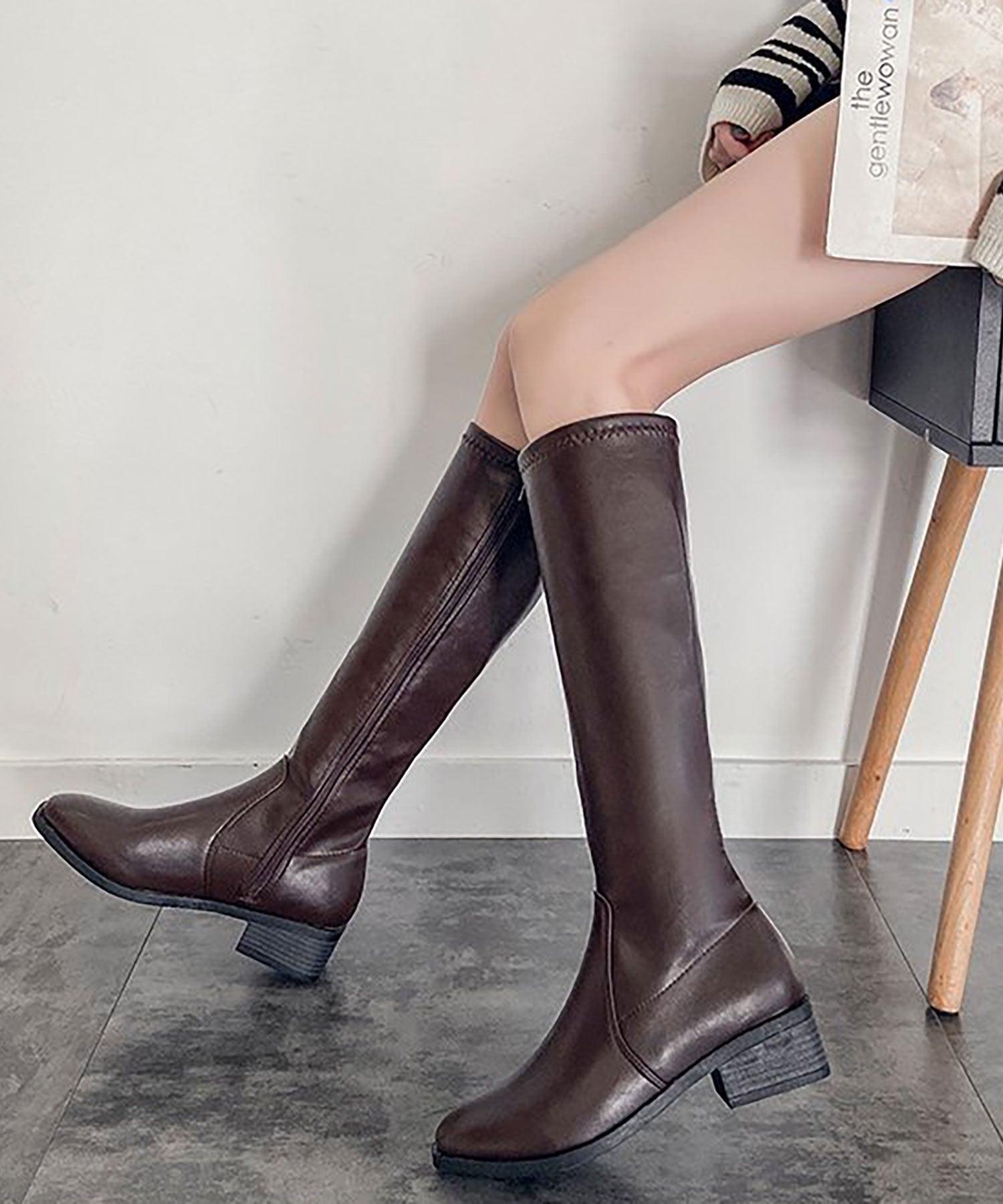 ニナエリナ Nina et Lina スクエアトゥローヒールニーハイブーツ （ブラウン） ブラウン