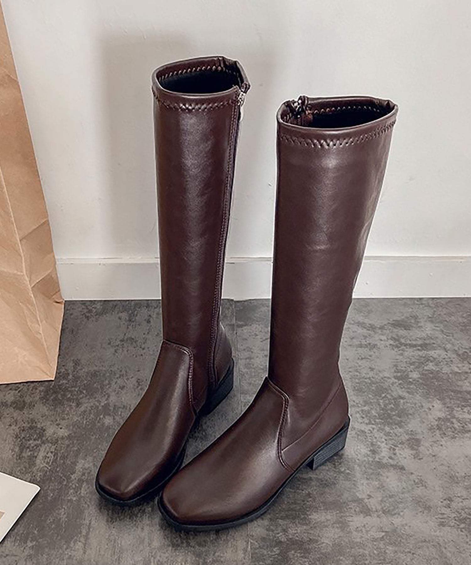 ニナエリナ Nina et Lina スクエアトゥローヒールニーハイブーツ （ブラウン） ブラウン