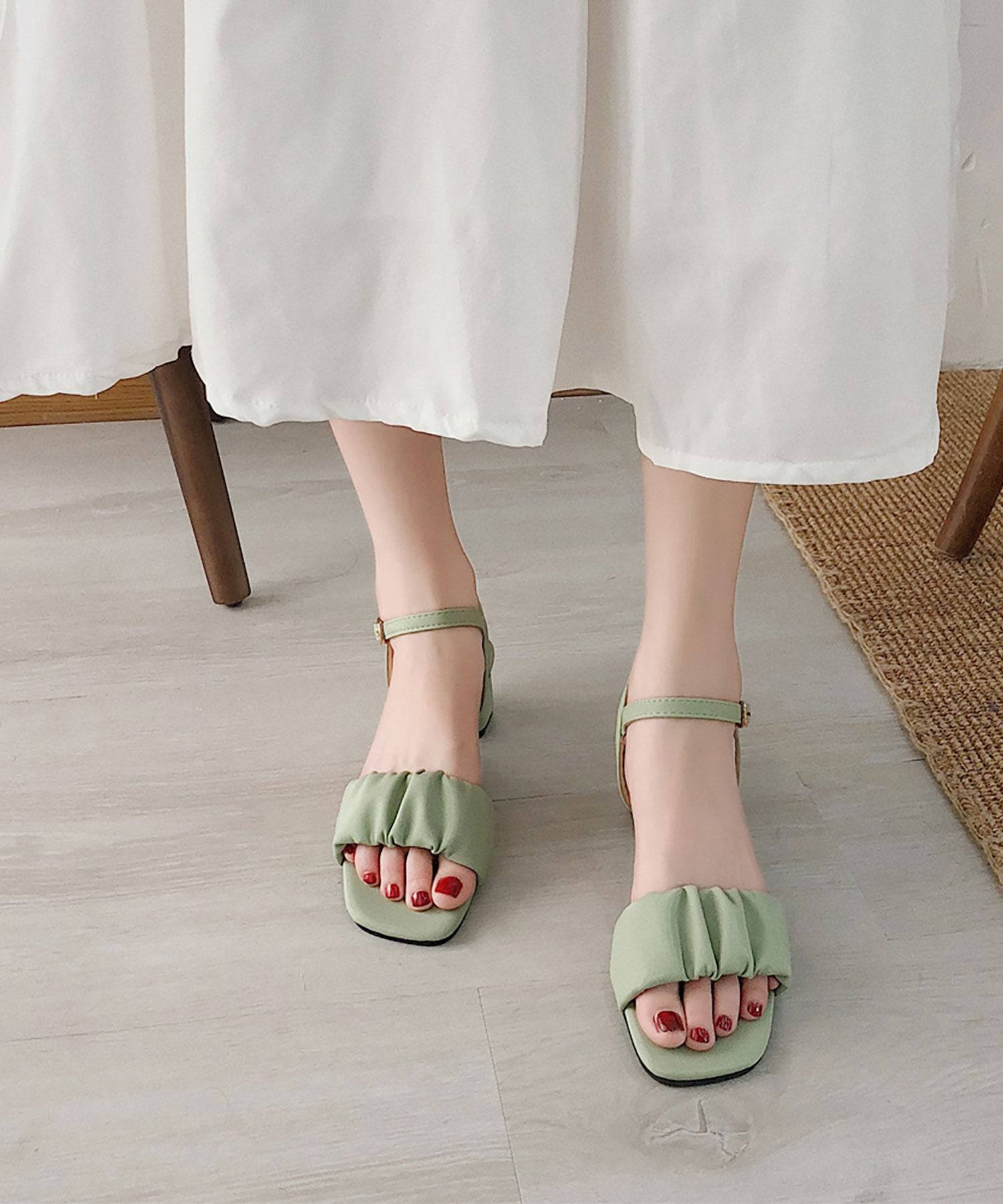 ニナエリナ Nina et Lina 太ヒールストラップサンダル （グリーン） グリーン