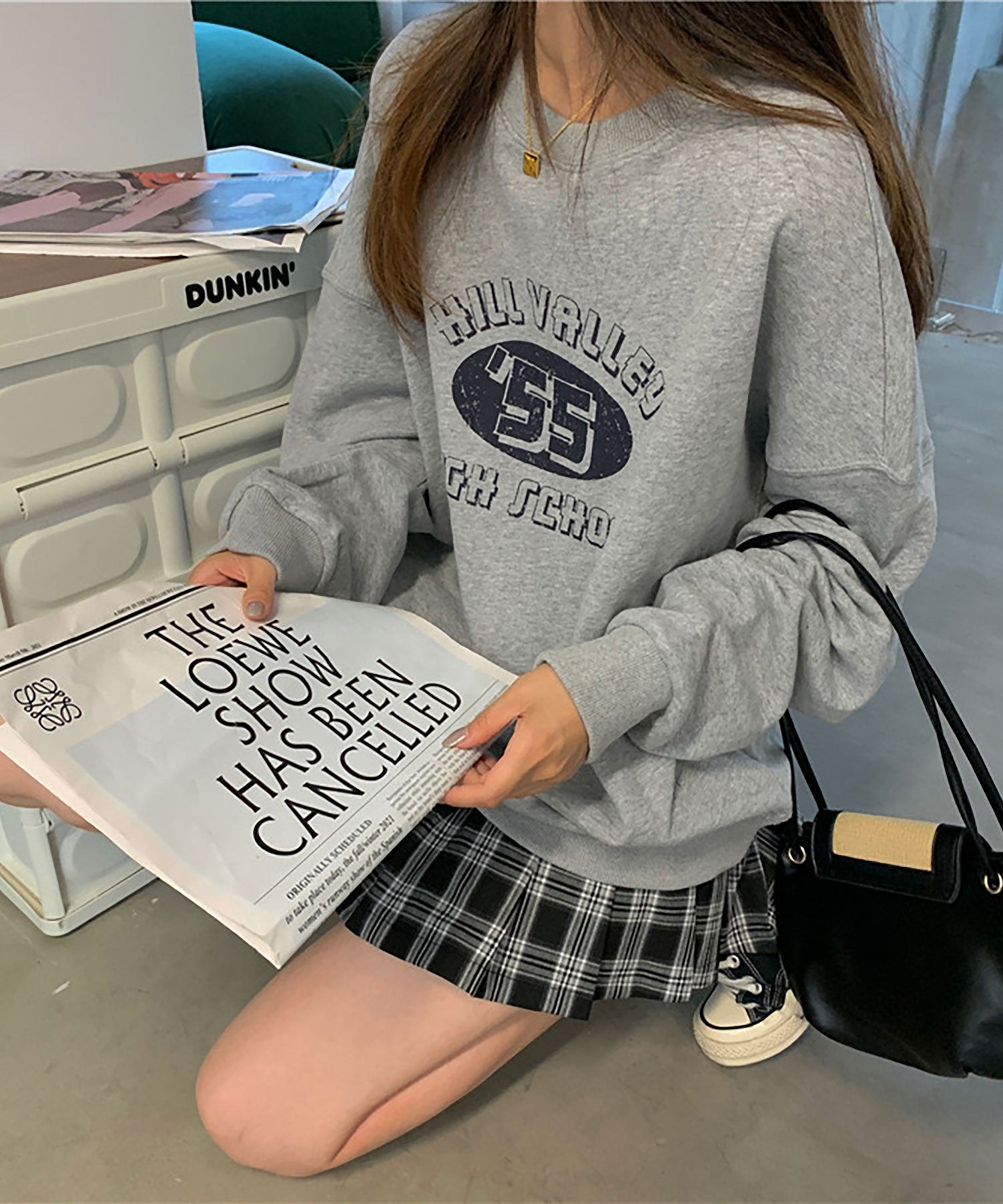 ニナエリナ Nina et Lina 裏毛 HILL VALLEY HIGH SCHOOL 英字ロゴトレーナー （グレー） グレー