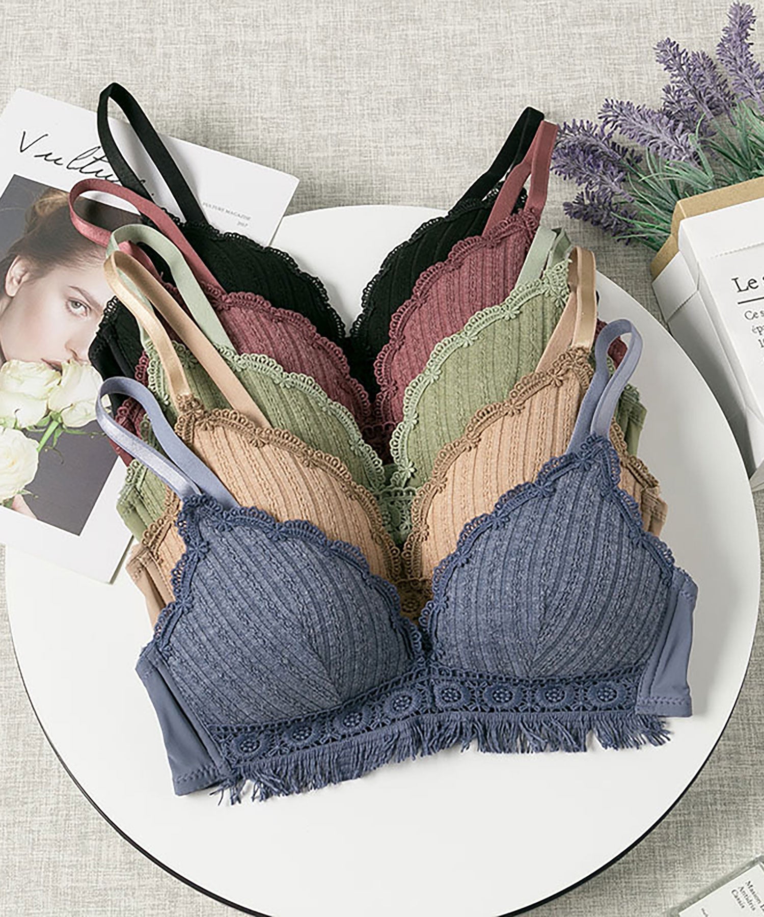 ニナエリナ Nina et Lina ランジェリーフリンジ上下セット【返品不可商品】 （ベージュ） ベージュ