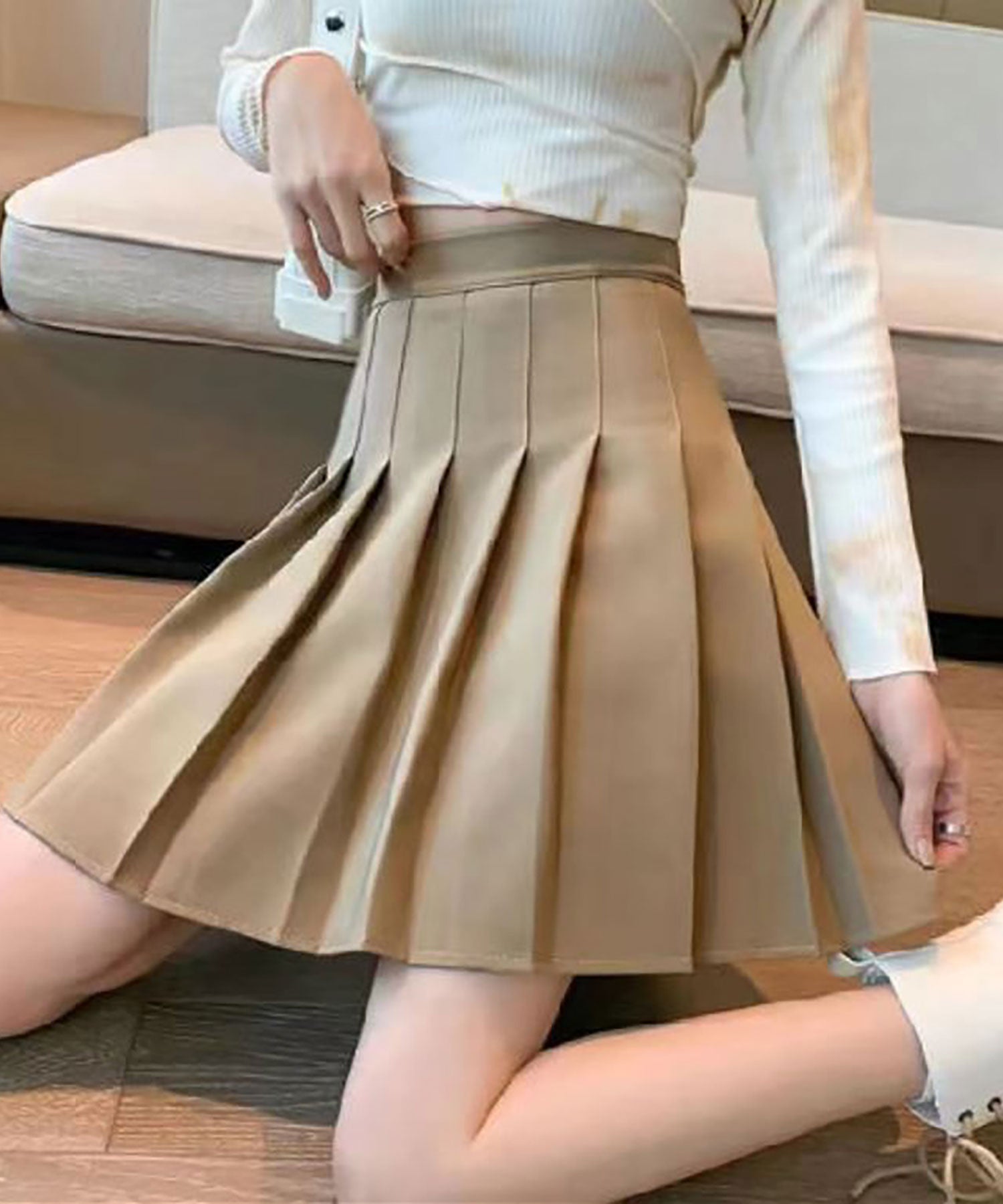 ニナエリナ Nina et Lina プリーツミニスカート （ベージュ） ベージュ