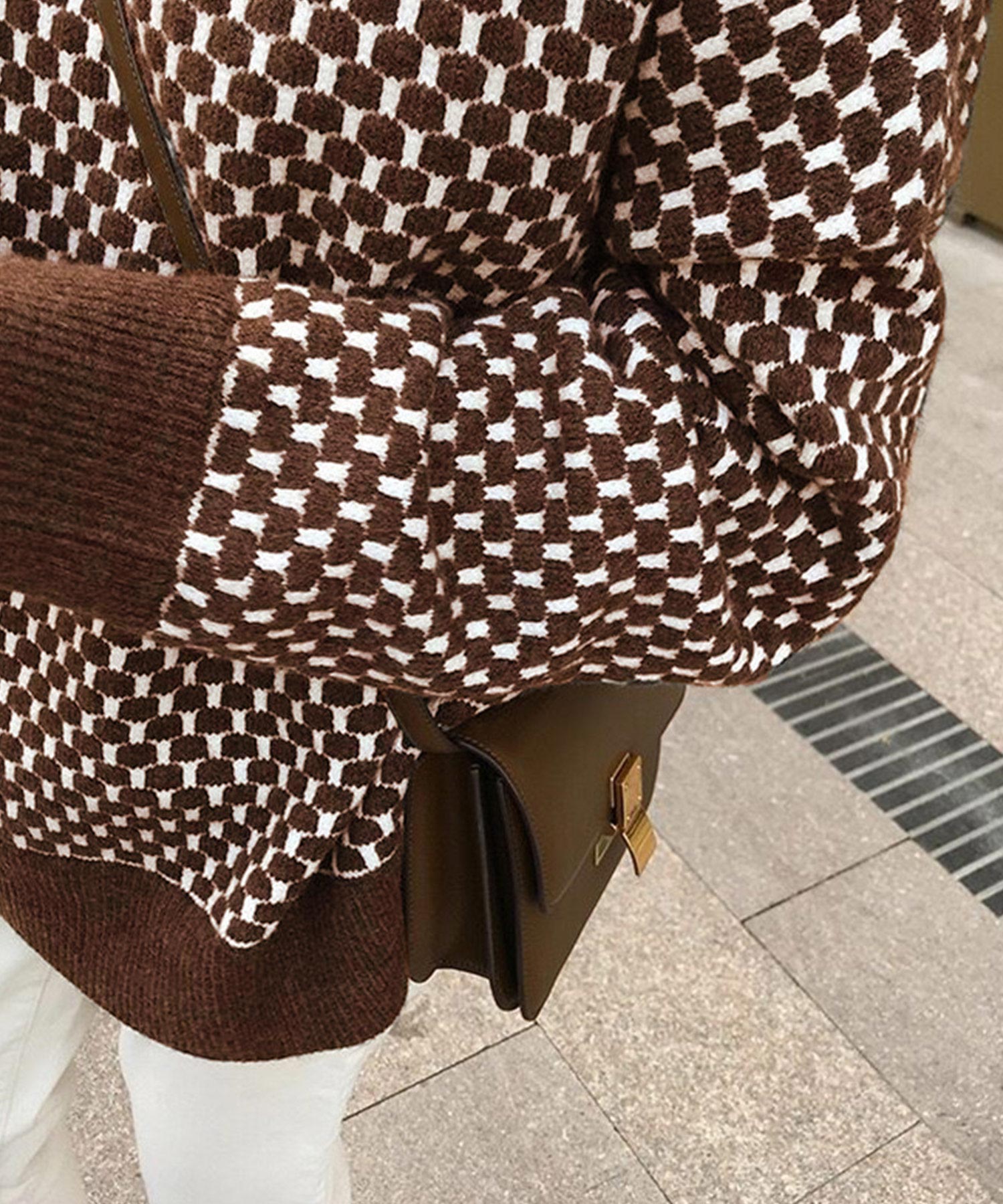 ニナエリナ Nina et Lina ブロックチェック柄ニット （ブラック） ブラック