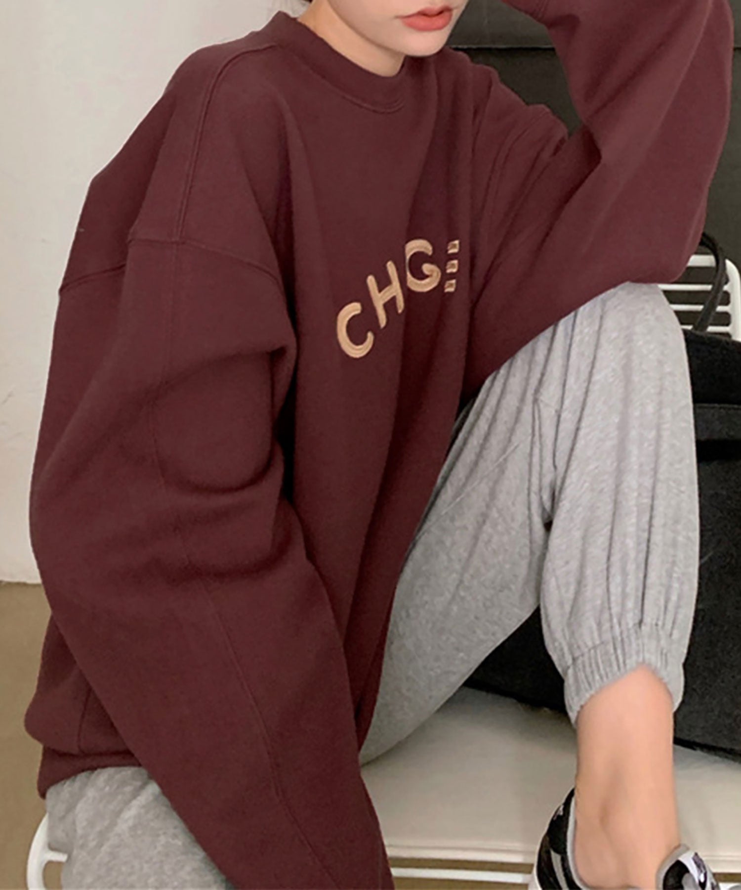 ニナエリナ Nina et Lina 裏起毛 CHNG 英字アーチロゴトレーナー （グレー） グレー