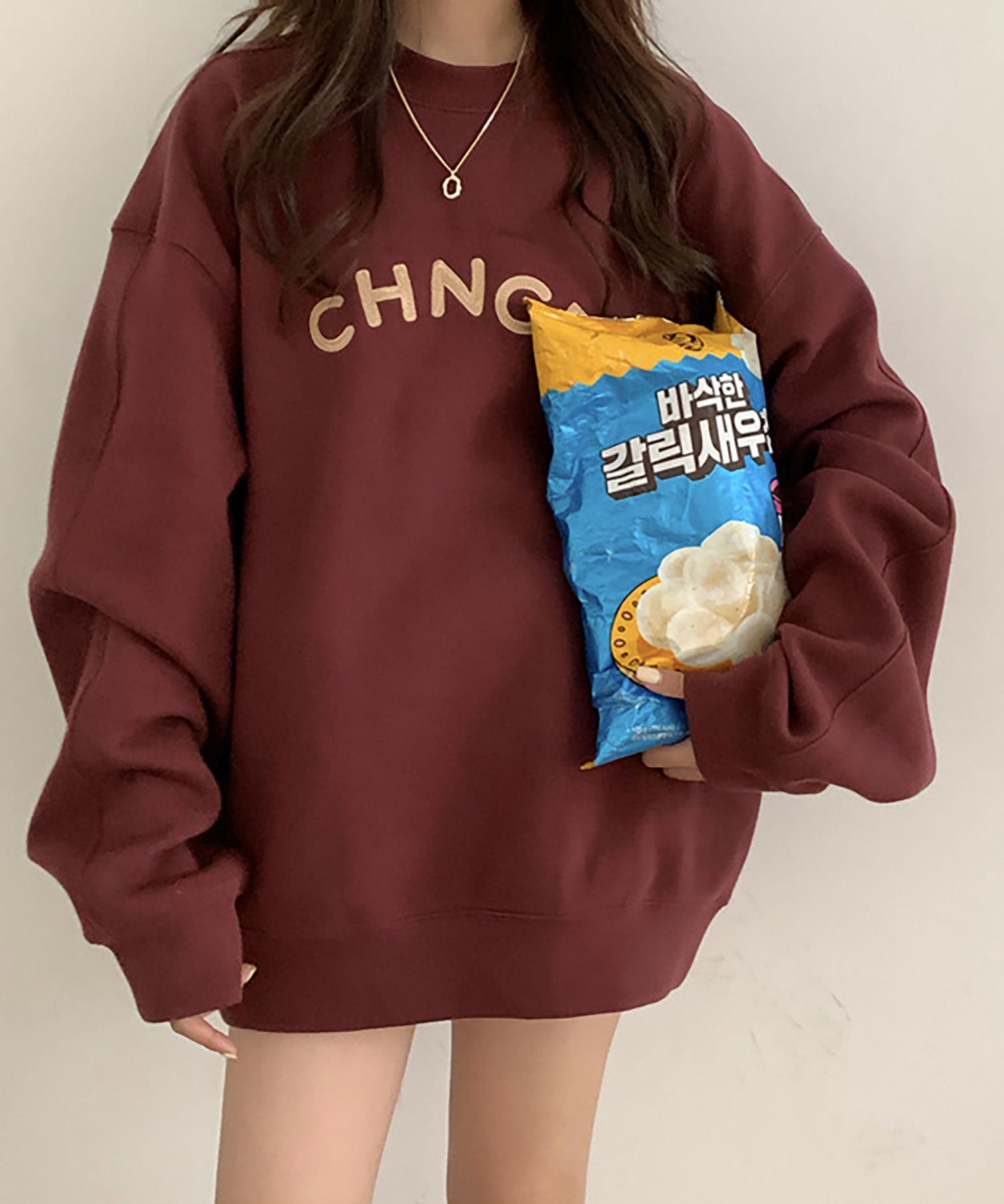 ニナエリナ Nina et Lina 裏起毛 CHNG 英字アーチロゴトレーナー （ボルドー） ボルドー