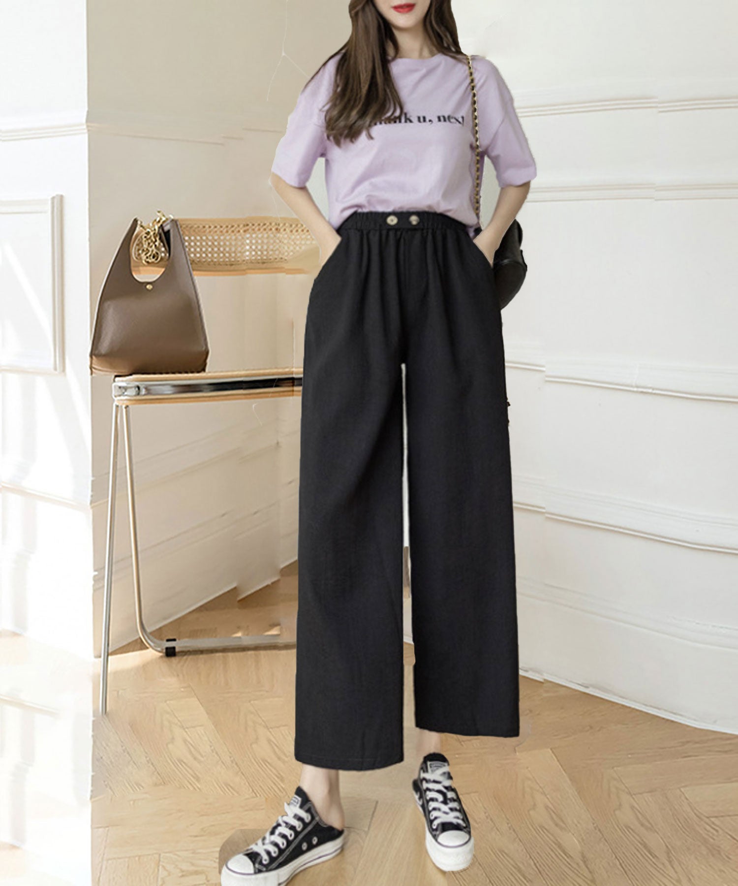 ニナエリナ Nina et Lina ワイドパンツ （ブラック） ブラック